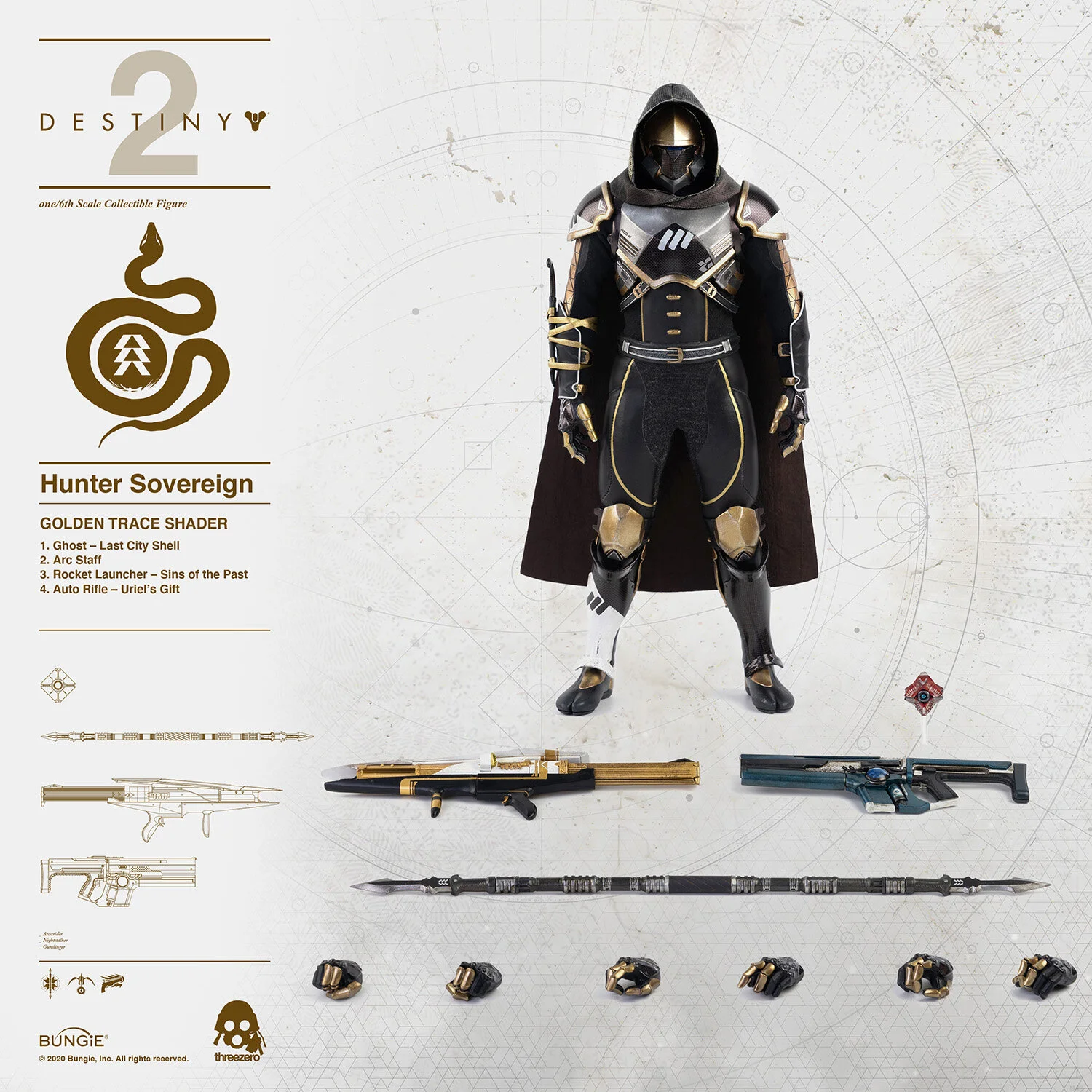 Destiny 2 - Hunter Sovereign Golden Trace Shader — THREEZERO
