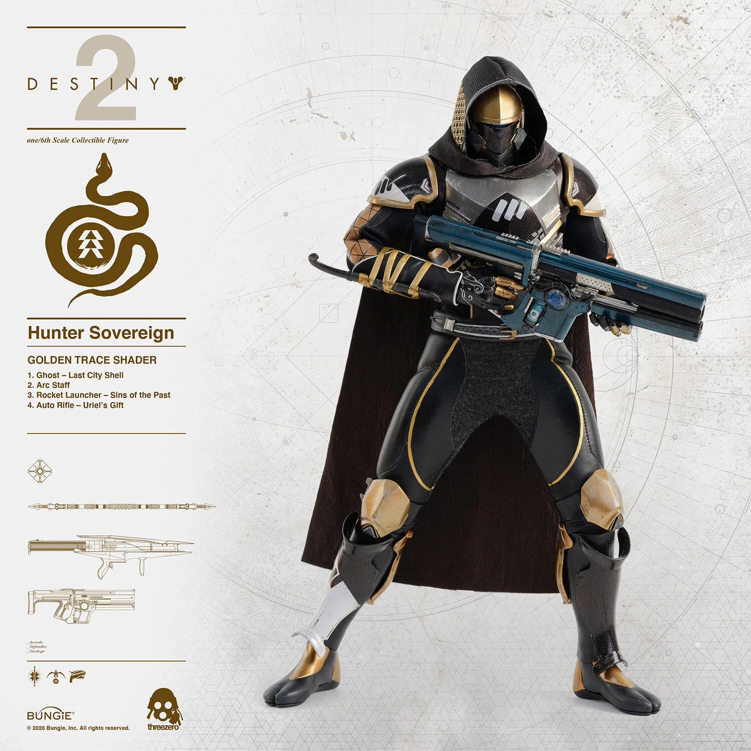 Destiny 2 - Hunter Sovereign Golden Trace Shader — THREEZERO
