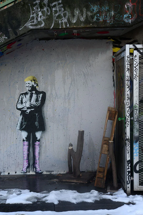  der amerikanische Wahlkampf schwappt nach Wien und wird dort von street artists interpretiert - Wien, Jänner 2016 