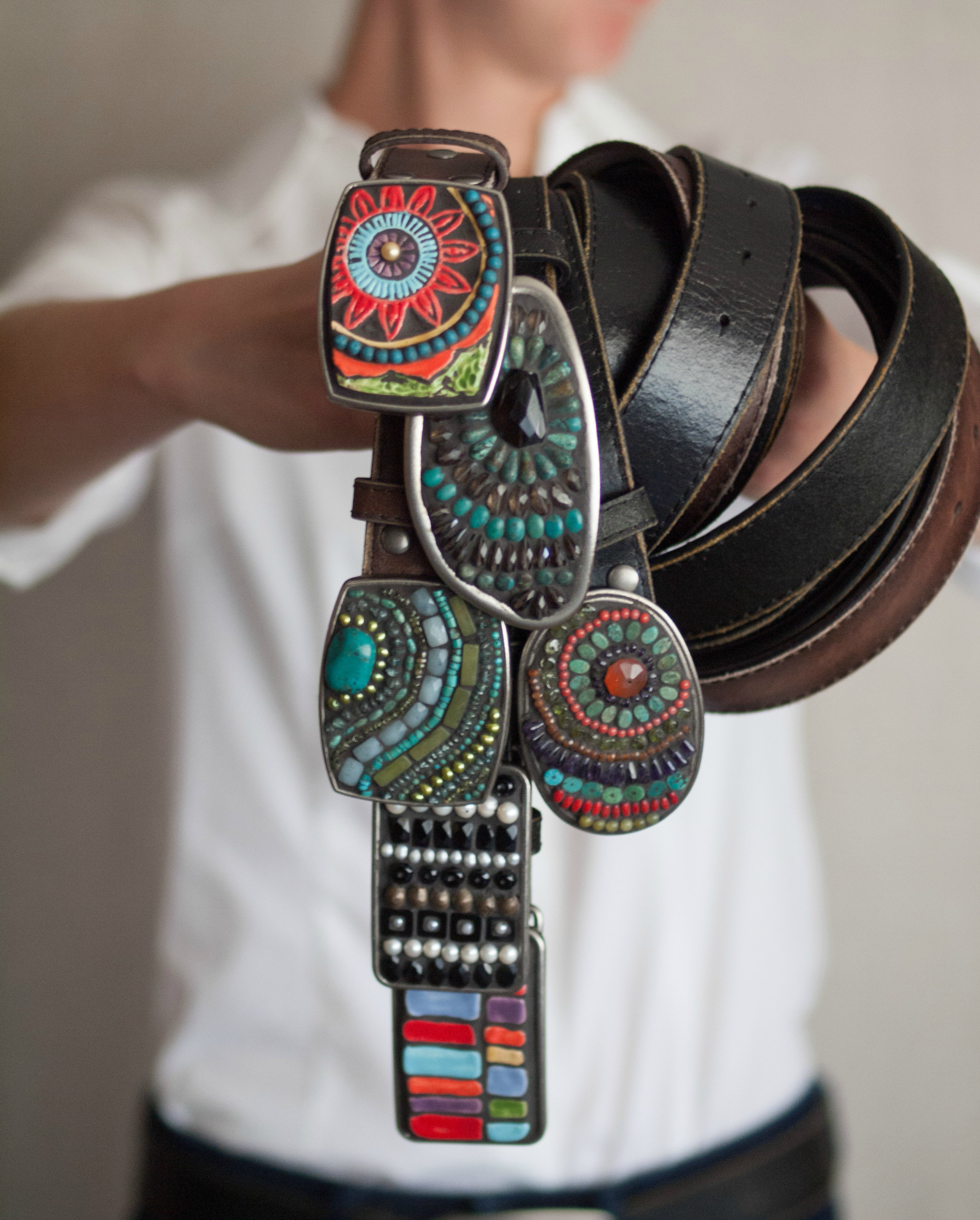 Ceramic and Mosaic Belt Buckles