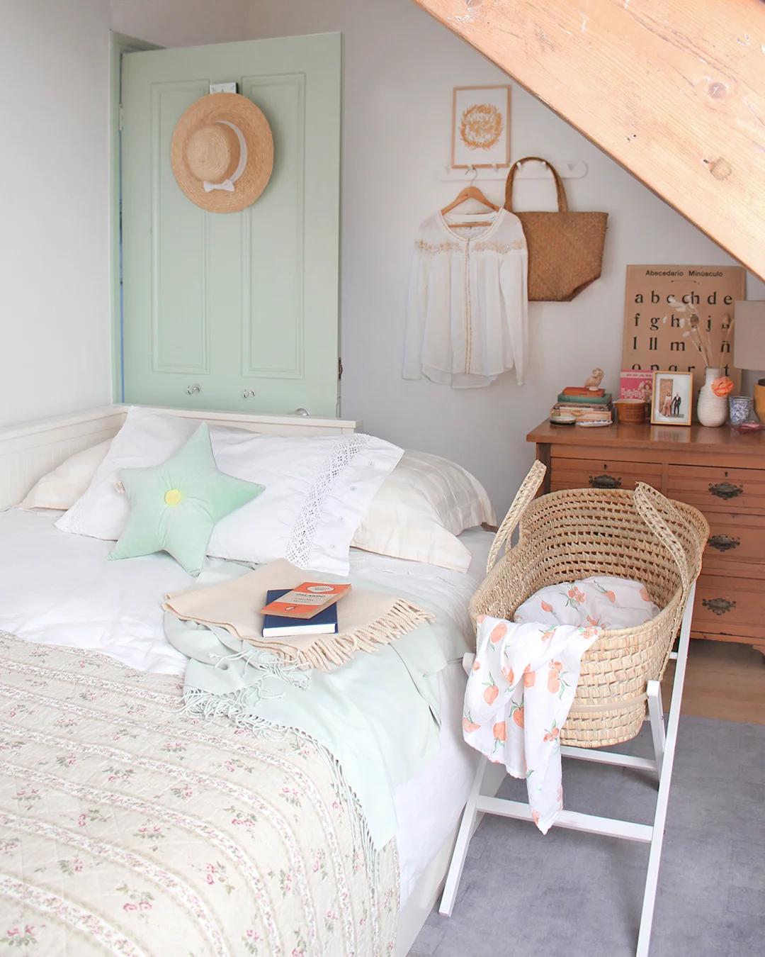 Our bedroom complete with baby Straughan’s first bed