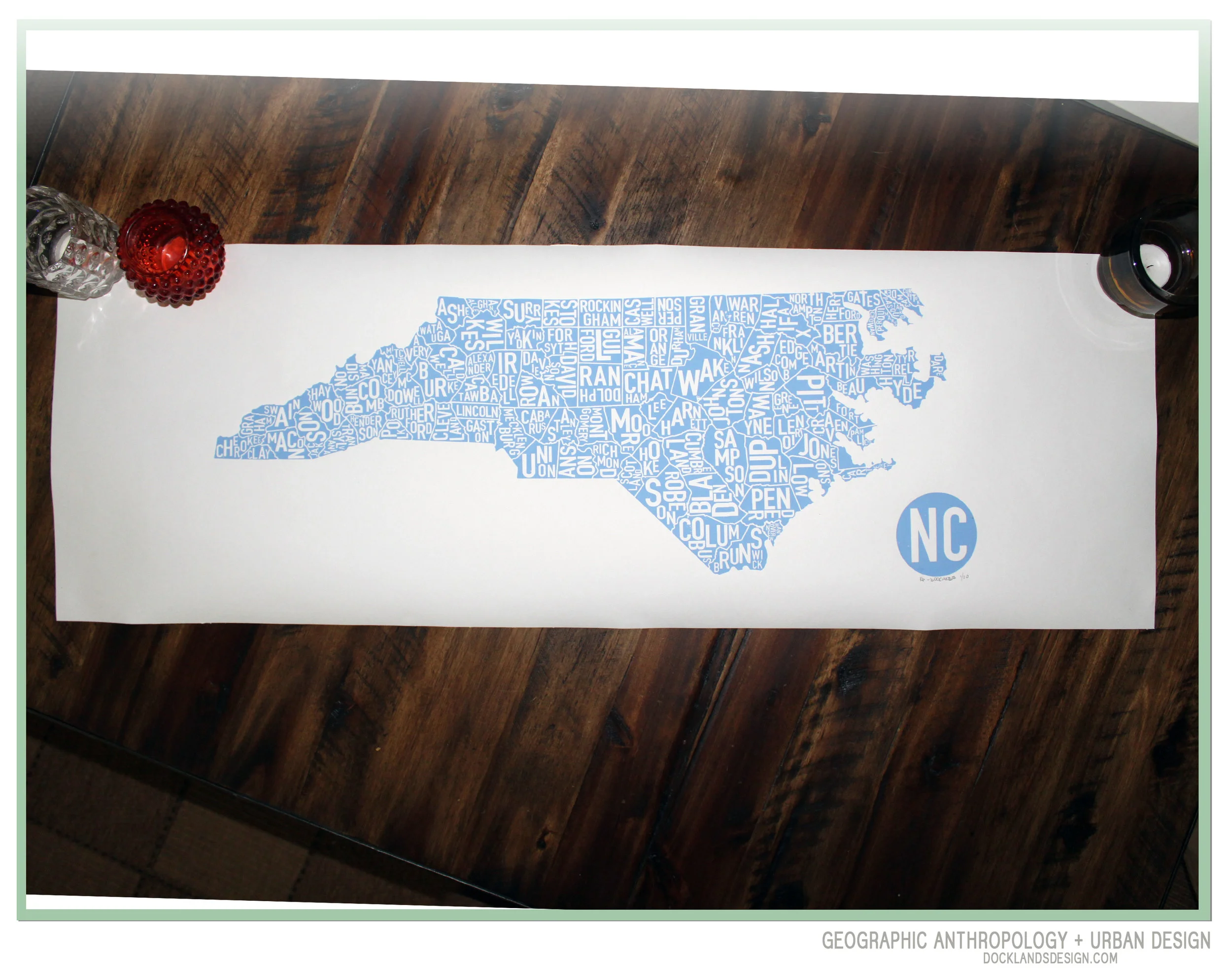 36" North Carolina Counties Print