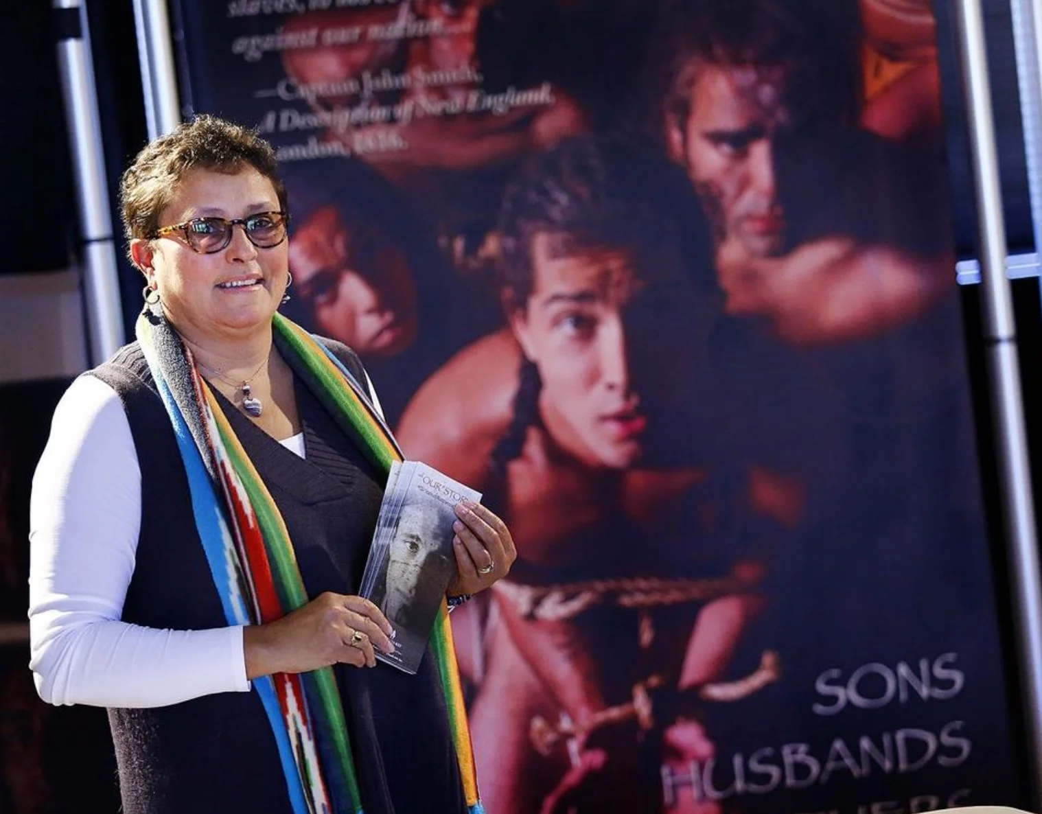 Paula Peters a native Wampanoag talks about a new exhibit at the quincy historical society museum on adams street. The exhibit goes into detail about the Wampanoag culture before the arrival of the pilgrims and their impact on Thursday Nov. 10th 2016 Photo Credit: Greg Derr / The Patriot Leger