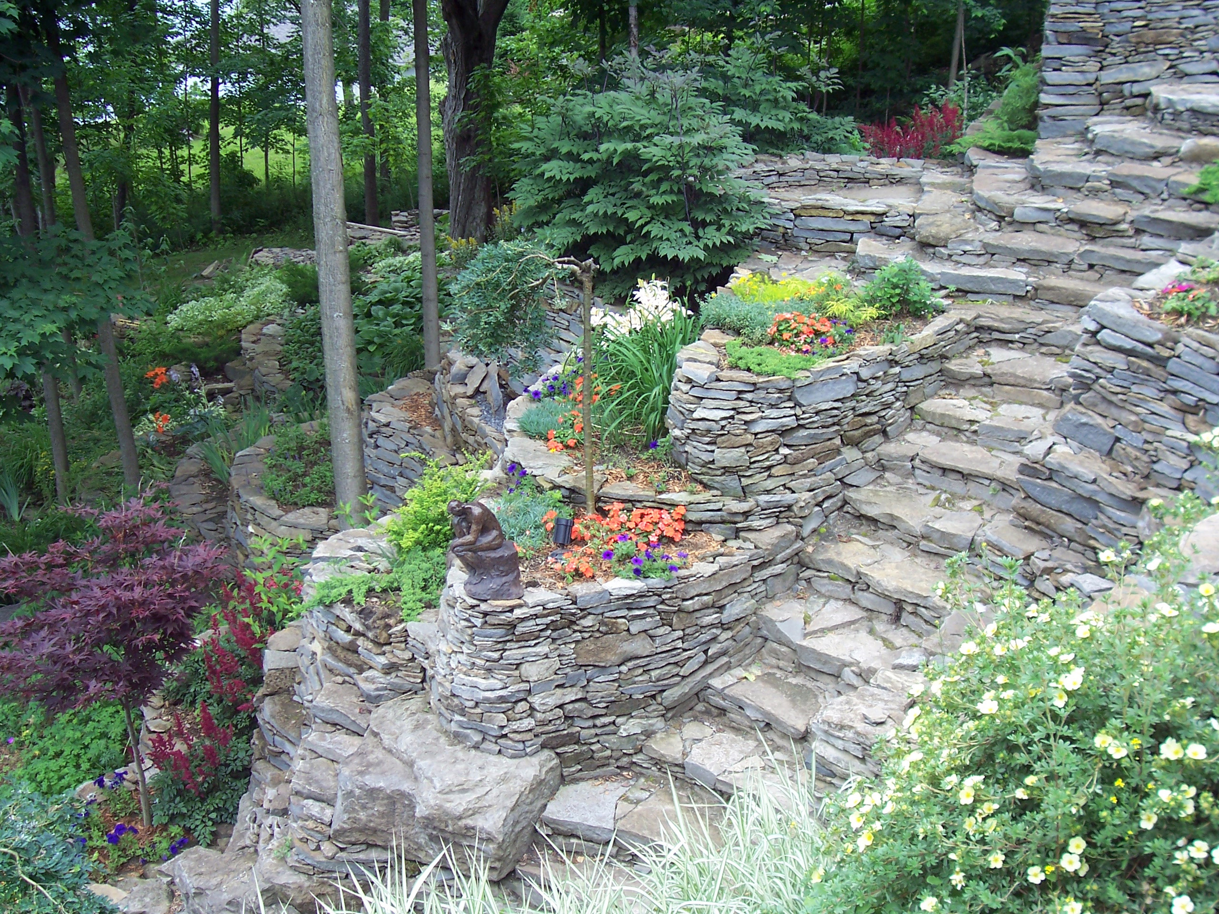 Landscape Design | Terrace Gardens | Dry Lay Stone Stairs | Waterfront Dream Home | Riverview Design Solutions | Landscaping | Prescott, Ontario, Canada