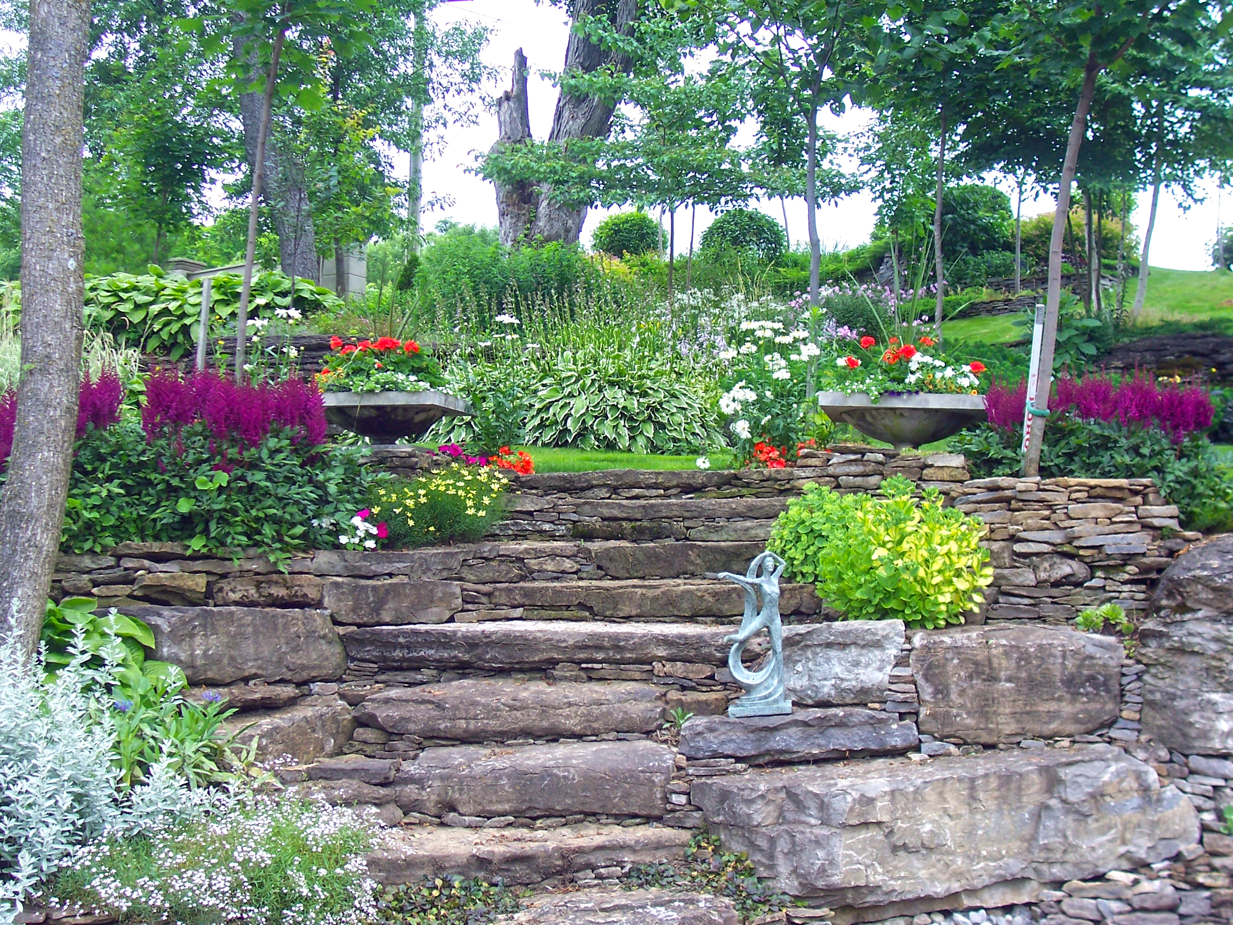 Landscape Design | Landscaping | Terrace Gardens | Dry Lay Stone Steps | Waterfront Dream Home | Riverview Design Solutions | Prescott, Ontario, Canada