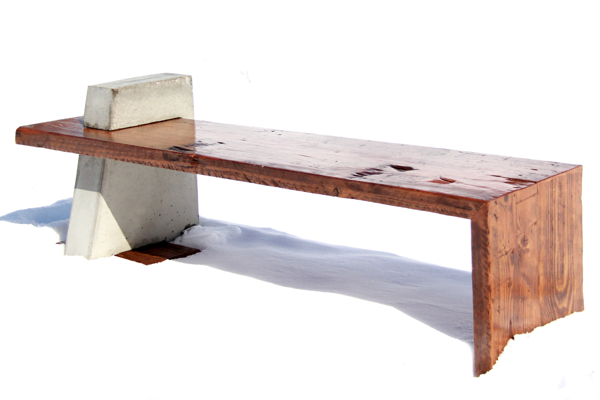 Boathouse Indoor Outdoor Bench | Reclaimed Cedar and Concrete | Riverview Design Solutions | Prescott Ontario Canada
