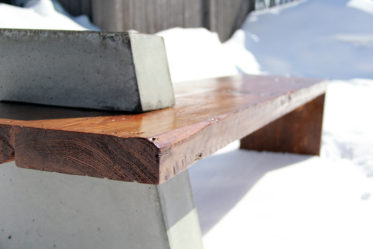 Boathouse Indoor Outdoor Bench | Reclaimed Cedar and Concrete | Riverview Design Solutions | Prescott Ontario Canada