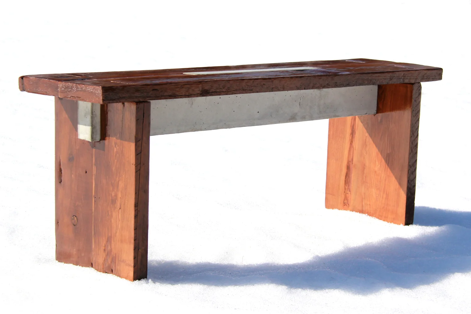 Boathouse Bench 02 | Reclaimed Wood and Concrete | Thousand Islands | Riverview Design Solutions | Prescott, Ontario, Canada
