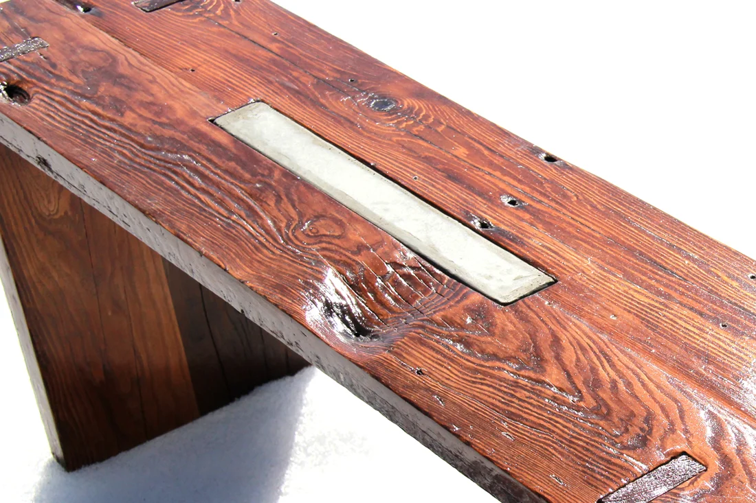 Boathouse Bench 02 | Reclaimed Wood and Concrete | Thousand Islands | Riverview Design Solutions | Prescott, Ontario, Canada