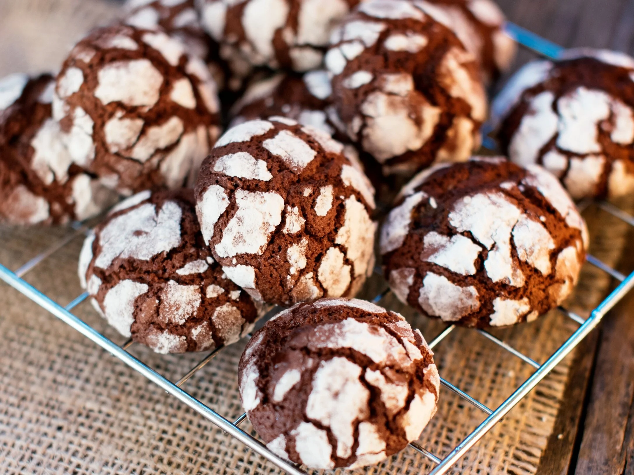 Chocolate Peppermint Crinkle Cookies