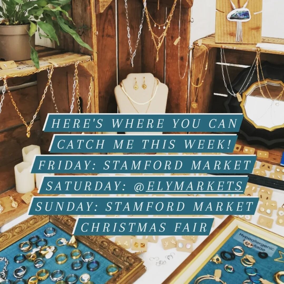 Here's where I'll be this week!

Friday: Stamford market (find me on Ironmonger St) next to @bamboofeet 
Saturday: @elymarkets on the square opposite @fenland_tools 
Sunday: Stamford Christmas Fair in my usual Stamford market spot as above. This is a