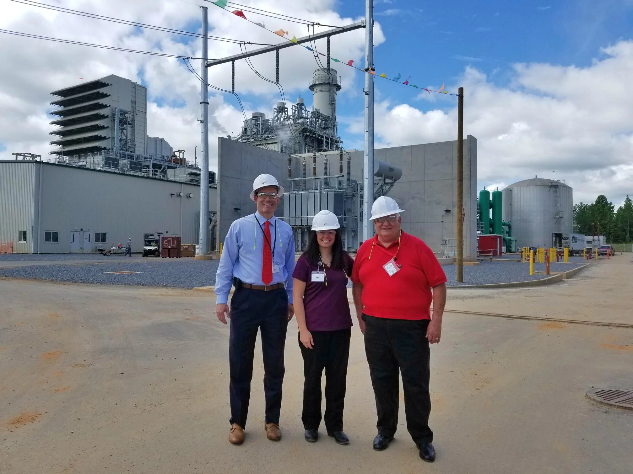 Representatives from Cleveland County toured the plant. During their visit, they discussed NTE’s significant positive impact on the local economy. Pictured here are Shane Fox, CFO of the County, Kerrie Melton, Assistant County Manager, and Doug Bridges, a County Commissioner.
