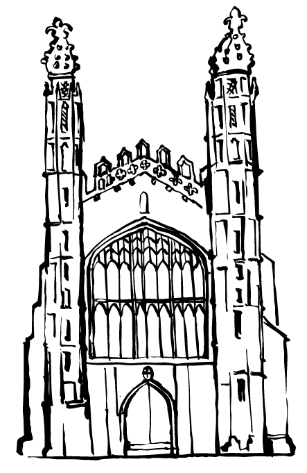 Initial sketch of King's drawn in brush pen & live traced in Ai
