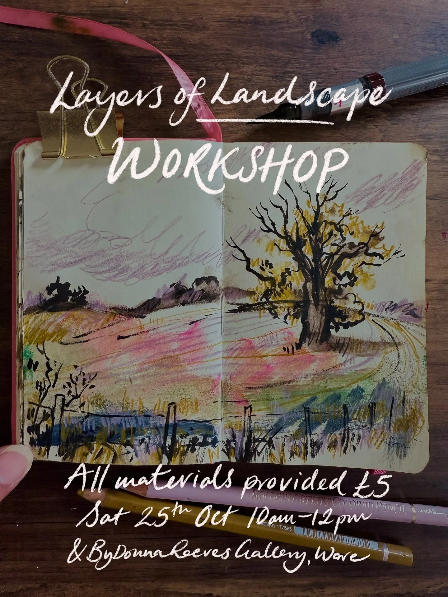 Join me on Saturday 25th October for a two-hour Layering Landscapes workshop @andbydonnareeves We&rsquo;ll begin with warm-up exercises in gouache and acrylics, practising random strokes to explore colour, texture, and expressive marks. From there we