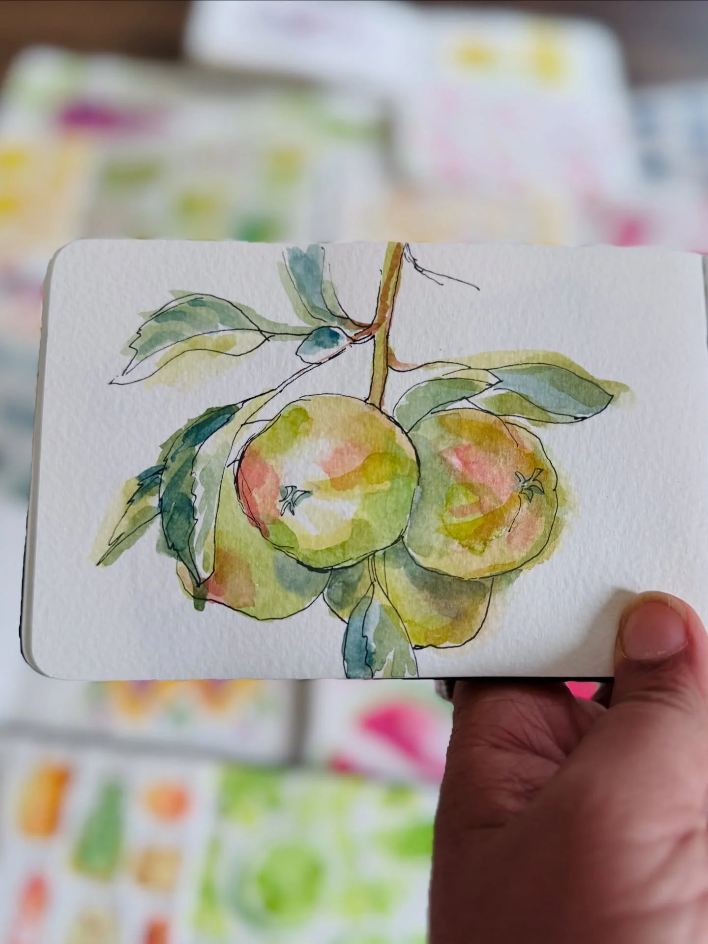 #throwbackthursday
I think I painted this apple in my small Moleskine about ten years ago (give or take a few months). I wasn&rsquo;t in a great place back then - something I only realised today while filming B-roll for my new class Watercolour Made 