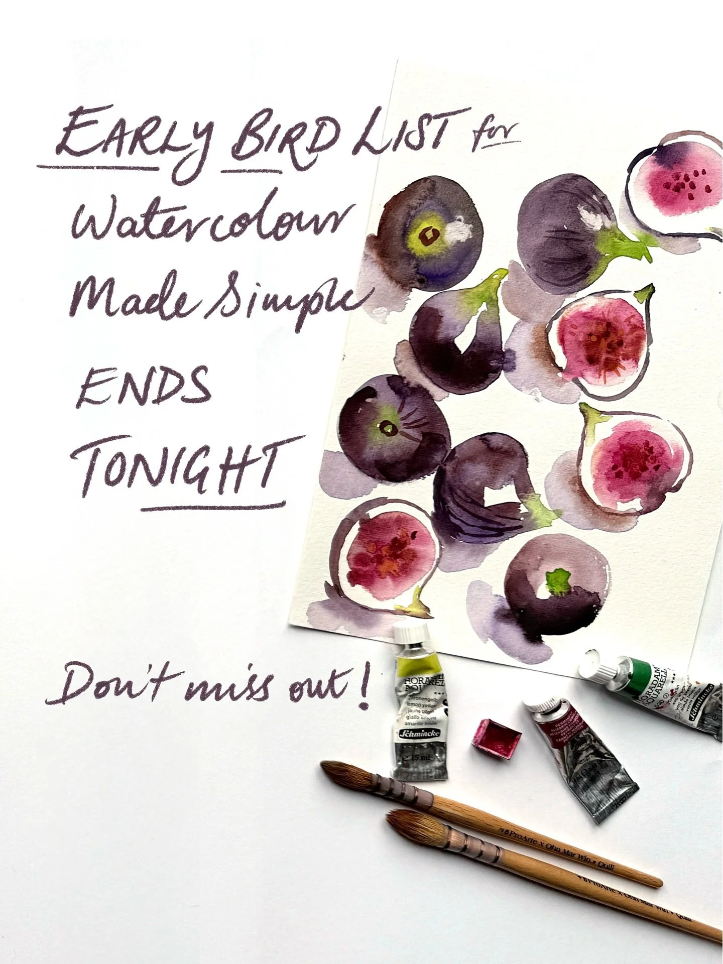 Early Bird offer closes tonight! The class launches on Monday, 27 October.
This is the only time my new class Watercolour Made Simple: A Beginner&rsquo;s Guide with Fruit &amp; Vegetables will be available at this special launch price -it won&rsquo;t