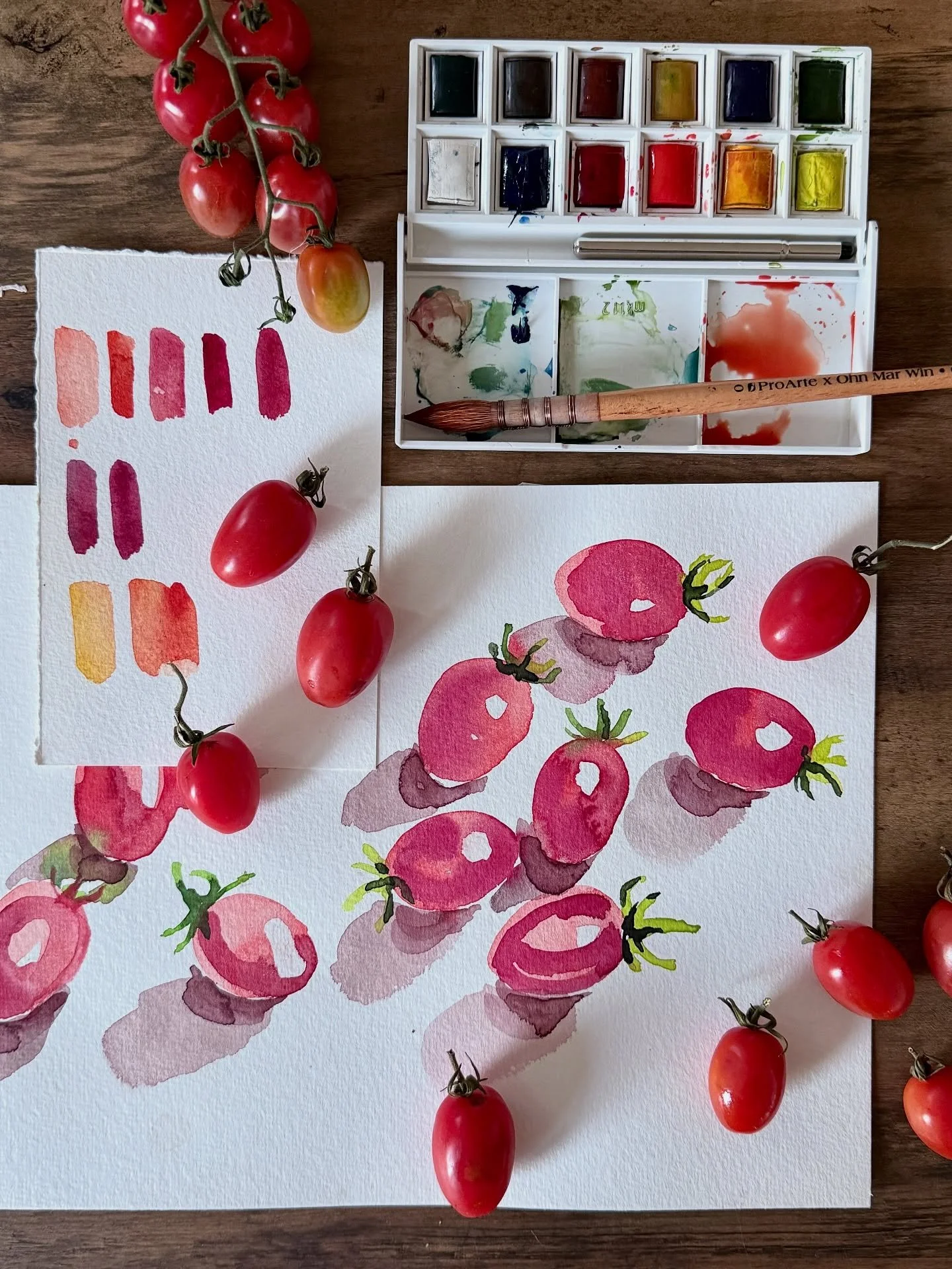 Before you start painting - do this first 🍅
I always test out various reds before diving into a subject like tomatoes, because even subtle shifts can completely change the mood and realism of your piece. In this new YouTube video, I&rsquo;m sharing 