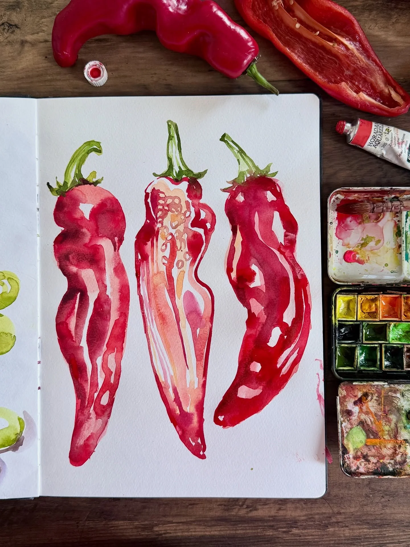 Sweet long peppers aren&rsquo;t my usual go-to, but these really surprised me! I had such fun capturing that glossy shine and the lovely twists in their shape. This is Day 2 of my 6 Days of Fruit &amp; Vegetables Challenge with my wonderful Patreon g