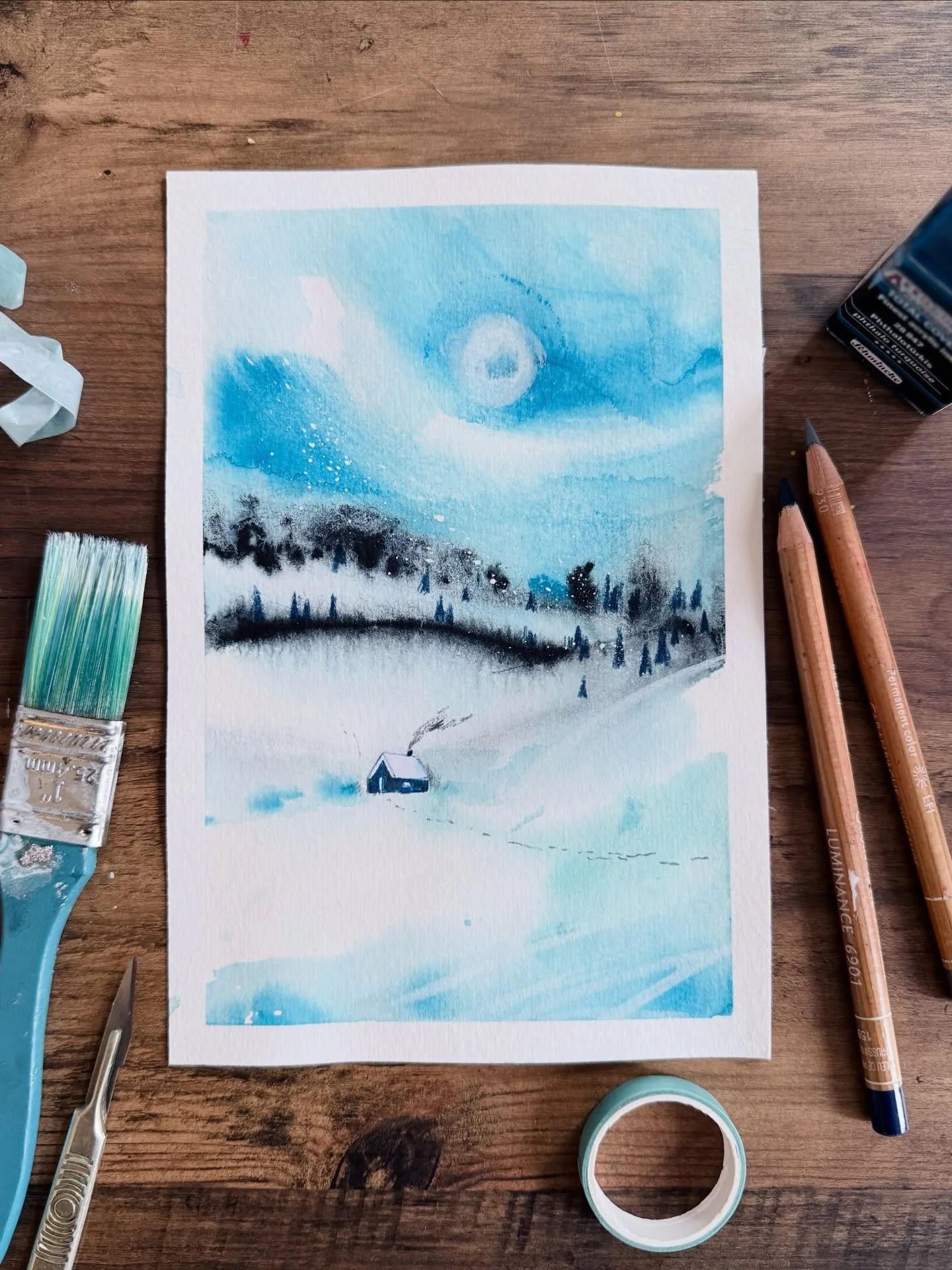 I&rsquo;m sharing something I created from @silviaospina.art Creative Gift demo last week. I don&rsquo;t often use inks, but I loved how immediate and spectacular the results are for wintery landscapes. They&rsquo;re so expressive and bold and  piece