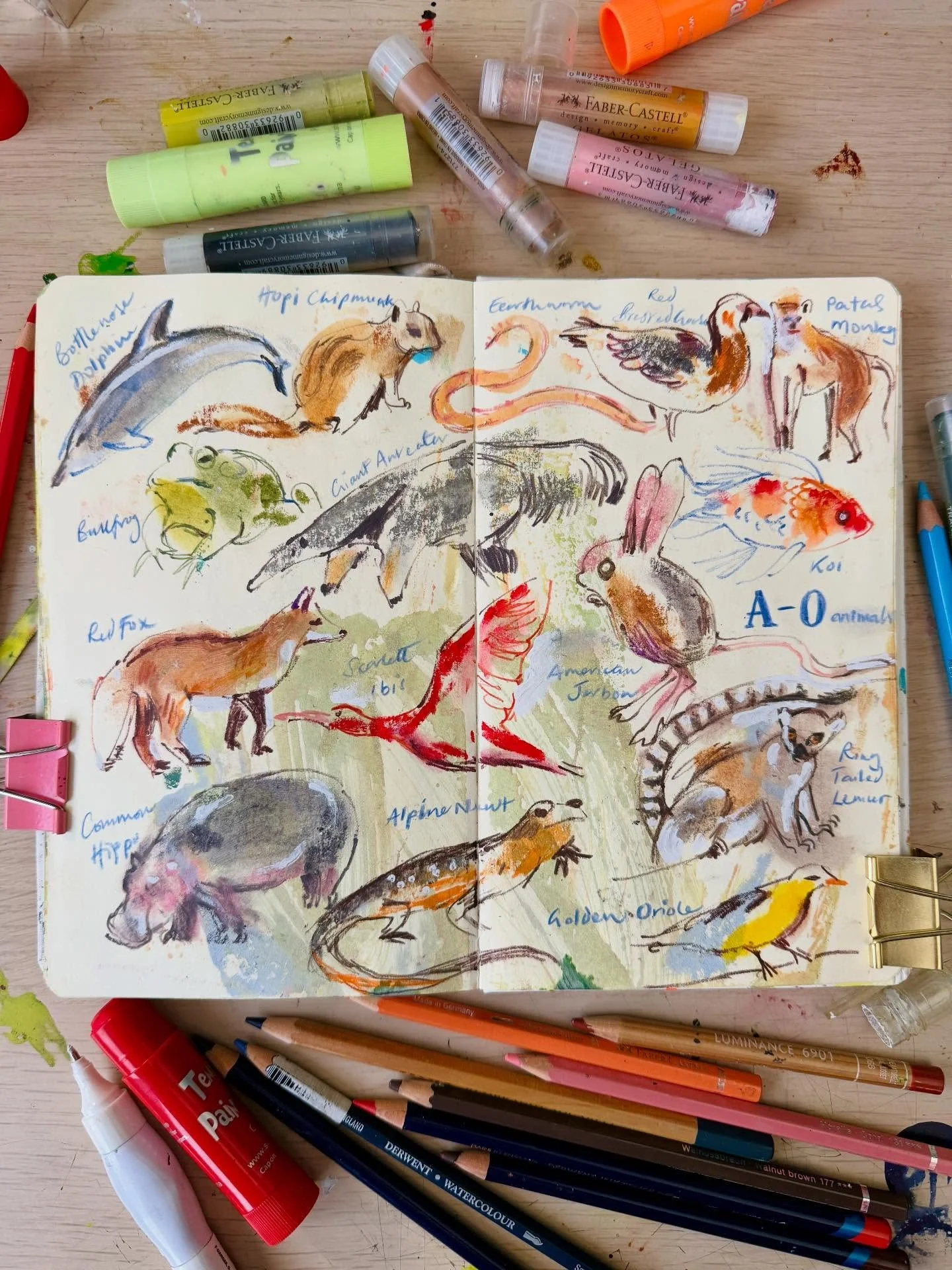 Thanks @katie_moody for a fantastic live stream today. She had brilliant but bonkers idea of creating a A-Z of Animals for her Patreon...4mins per animal !!!! I just about managed to keep up but had to return to a few of the faces like the lemur and 