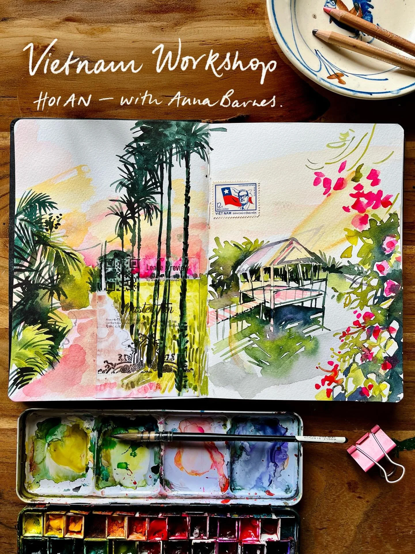 Thrilled to announce Food &amp; Sketchbooks in Vietnam🇻🇳 March 29 to April 7, 2027 with @annasartfoodculture 
A small, slow 10 day sketchbook workshop centred around food, markets, caf&eacute;s and everyday life.
* Colourful markets, village life a