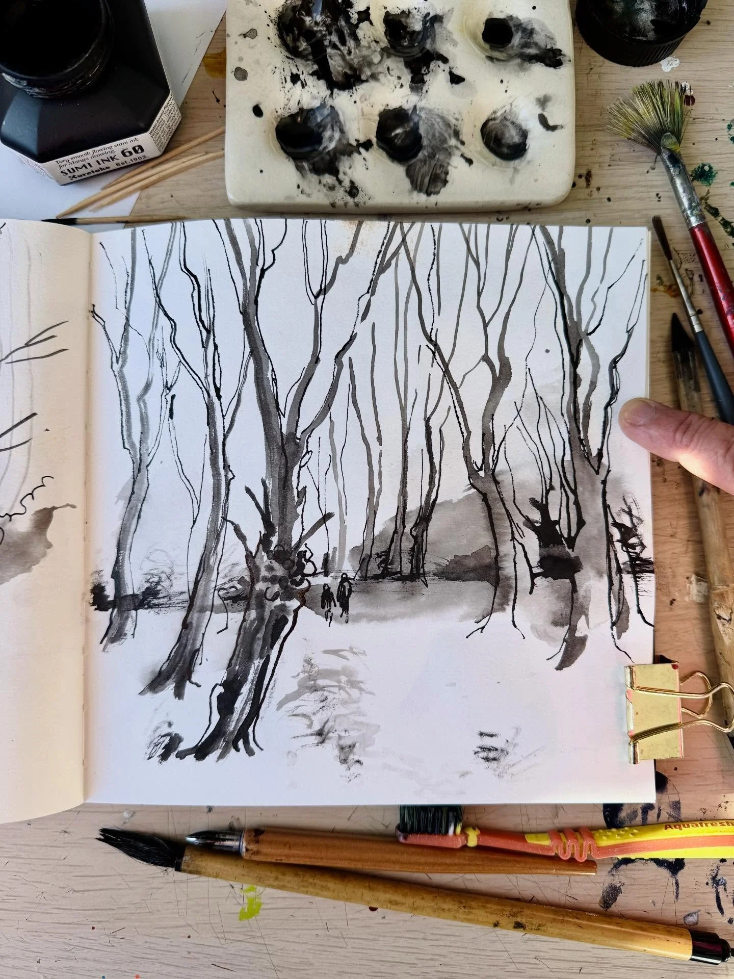 Today's Patreon live was one of those sessions where we really pushed a medium in just a short amount of time &amp; reminded me why I fell in love with ink as an art student. 

We worked from photos I took in Epping Forest (just outside of London) du