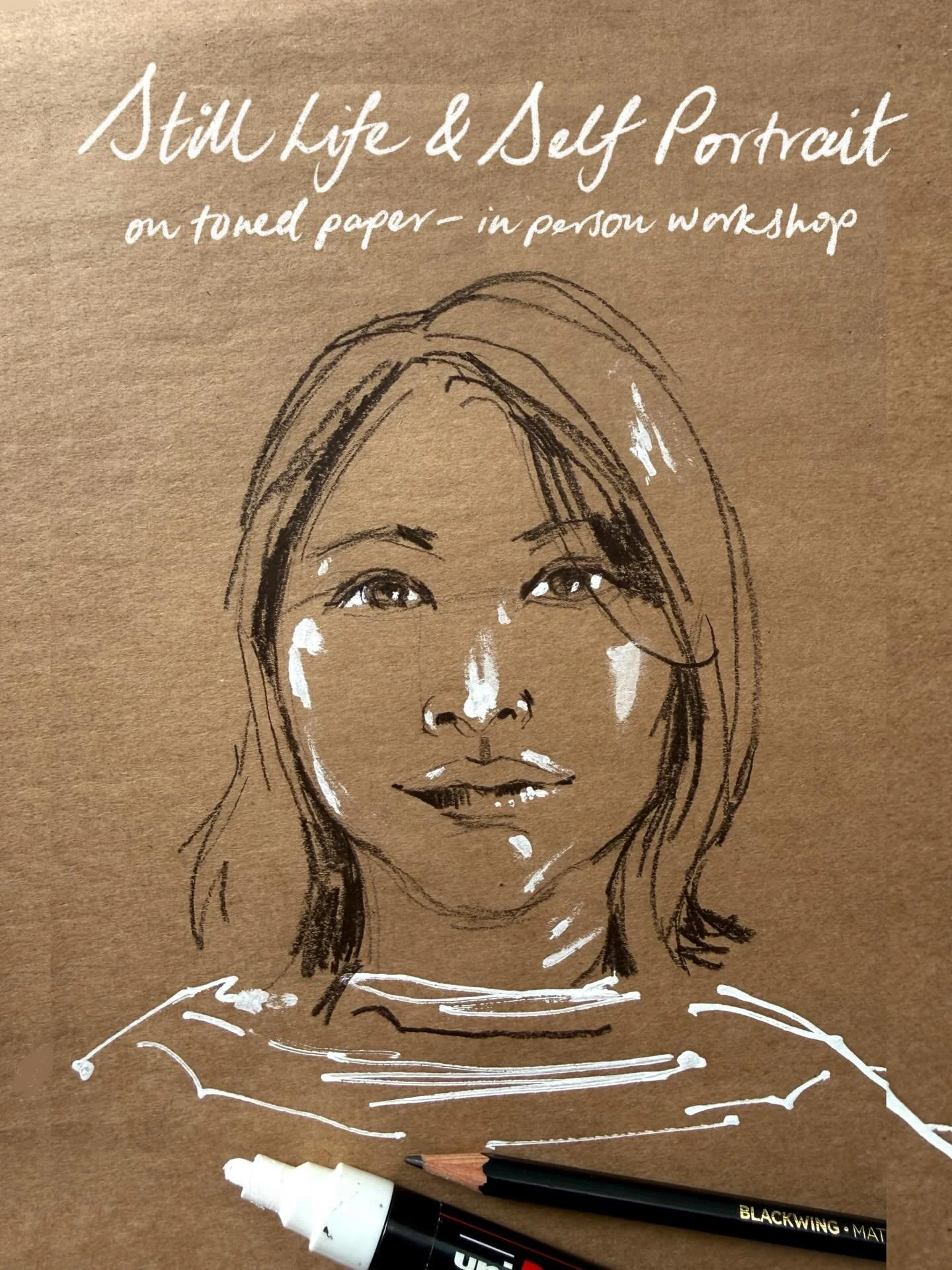 Still Life &amp; Self Portraits @andbydonnareeves 
Saturday 30th May
10am-3.30pm Ware Herts 

Join me for an in-person workshop exploring striking black and white studies on toned paper.

We&rsquo;ll start with fruit, home objects and simple still li