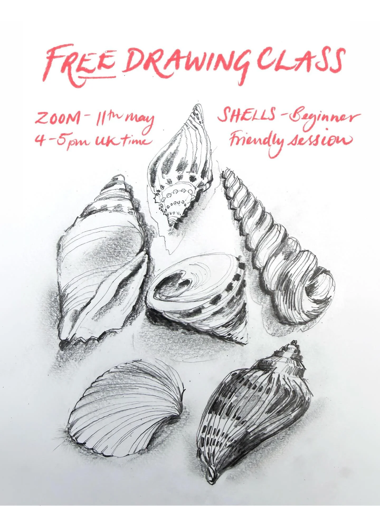 I&rsquo;m co-hosting a free live Zoom next week with @andbydonnareeves and we'd love you to join us
.
Monday 11 May, 4&ndash;5pm (UK time) Free live Zoom drawing session - shells, pen and ink, and tone
.
Donna Reeves is an artist, educator, and owner