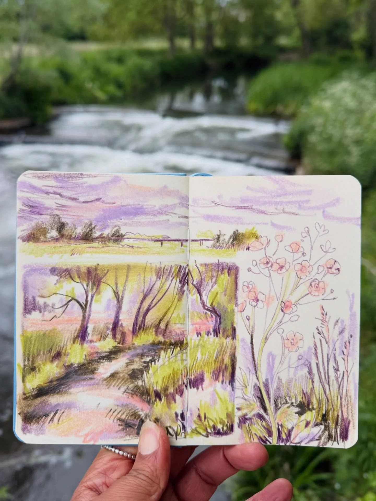 I&rsquo;ve been playing with a small palette of colours across these sketchbook pages. These were from last week using coloured pencil with mixed media layered in.

I don&rsquo;t currently have a course that covers this exact technique. But in April 