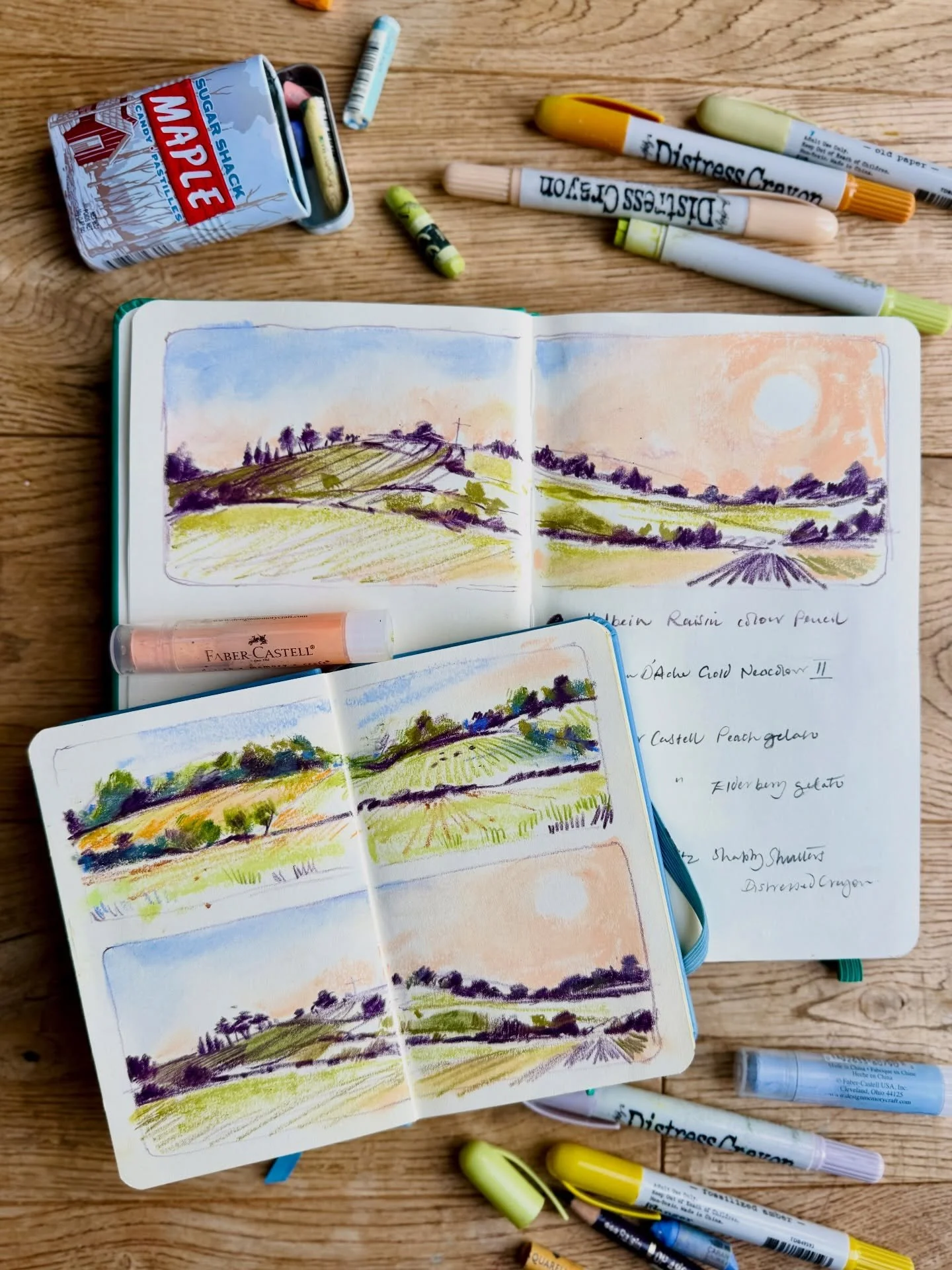 I&rsquo;ve shared a FREE 19 minute video over on my Patreon where I recreate this Aylesbury Vale sunset landscape in my sketchbook. 

In the video, I also share the contents of my small Fjallraven hip bag I use for my on-location sketching supplies. 