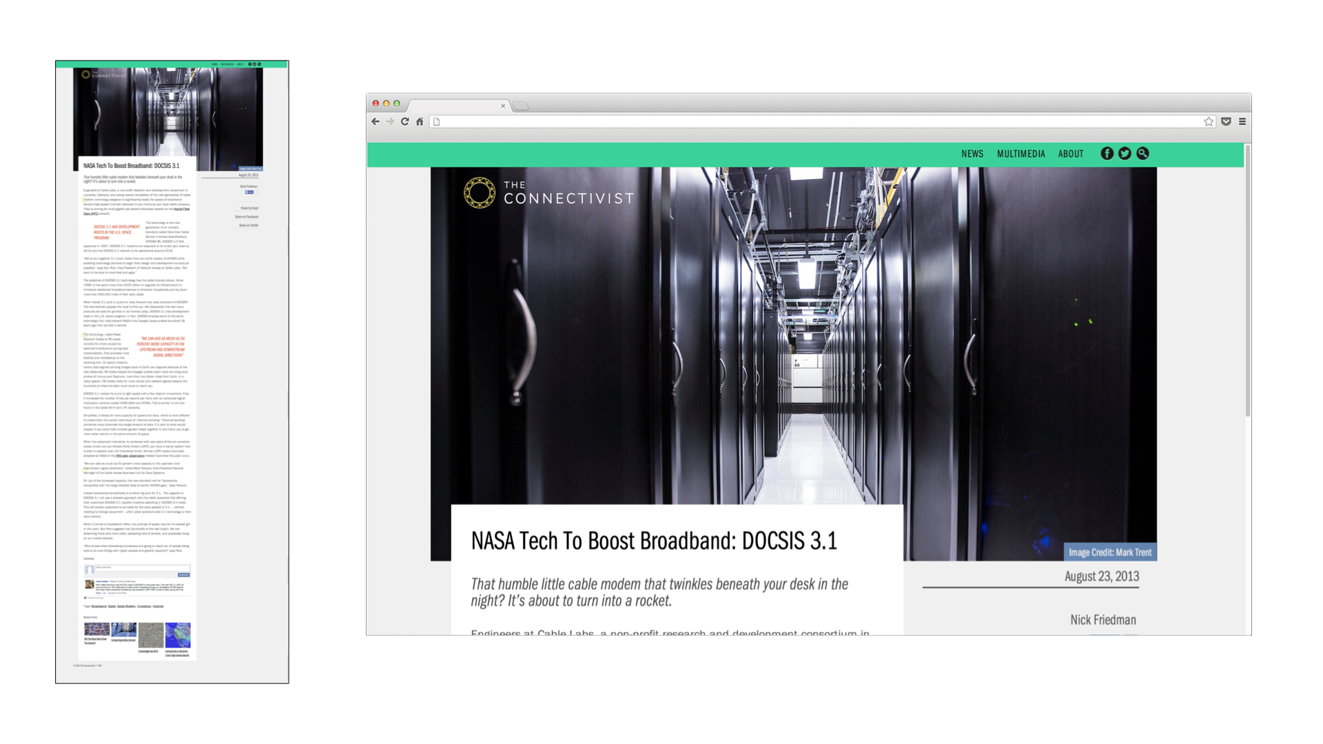 Screenshot from live site - story page