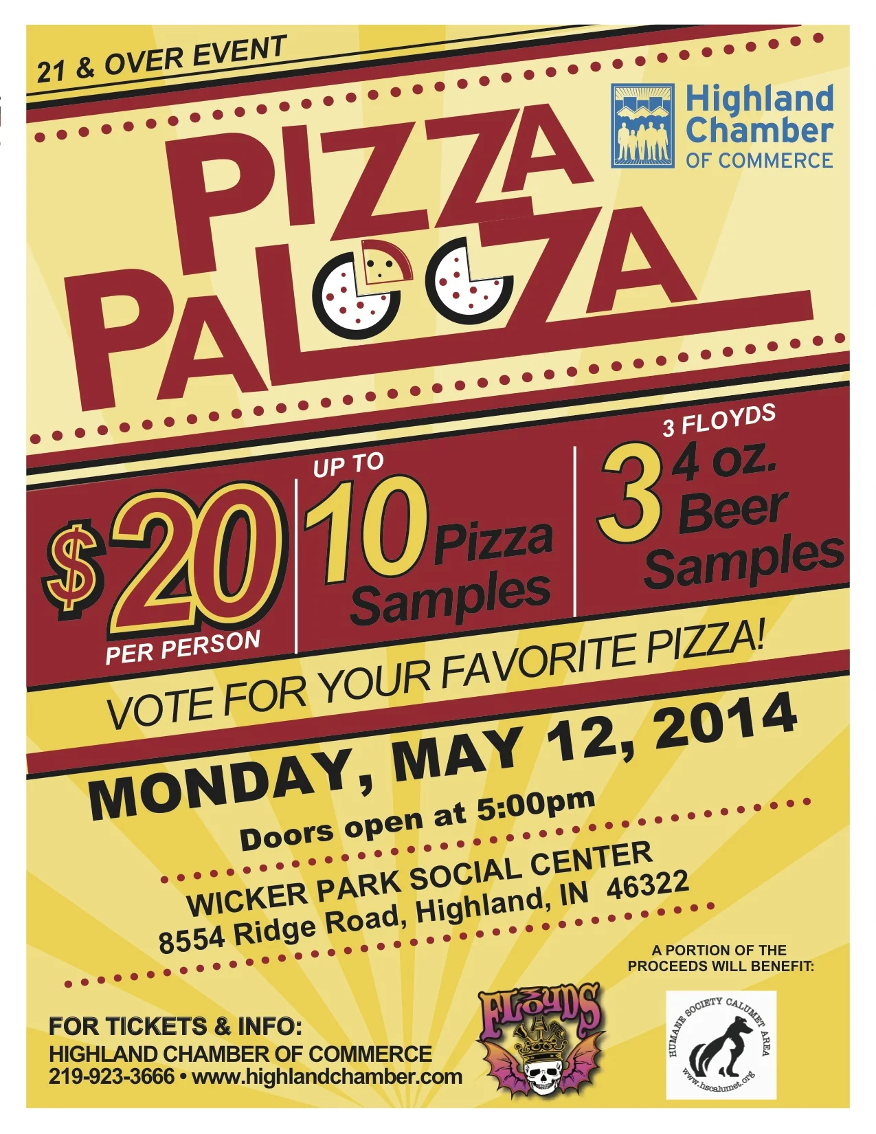 The Chamber's Pizza Palooza will be Monday, May 12 , at Wicker Park. Tickets are now on sale for $20 at the Chamber office. Attached is a Pizza Palooza flyer to promote the event or take to your favorite pizzeria to invite them to participate. There are a few spots still open. We have Capri, Langel's Gelsosomo's, Squigi's and Sanfratello's reserved. Looking forward to another fun and delicious event, Mary Luptak, Executive Director Highland Chamber of Commerce