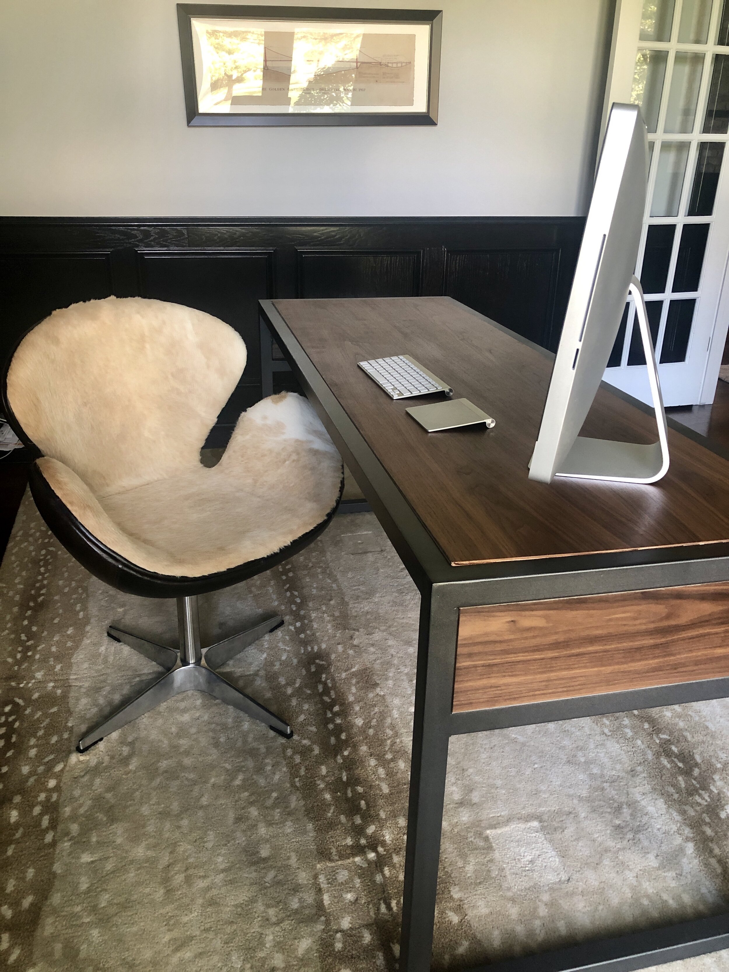 Walnut and steel desk