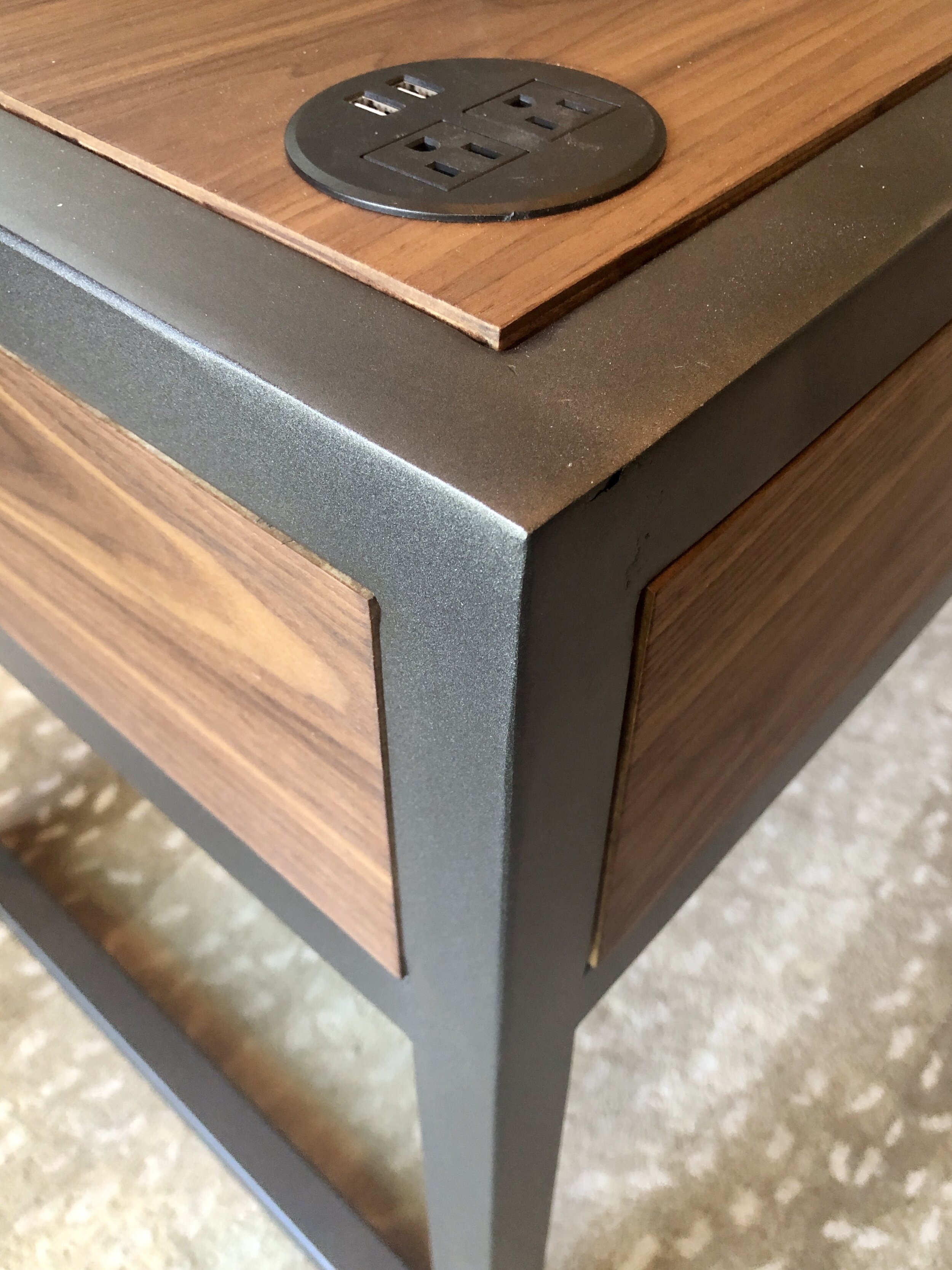 Walnut and steel desk