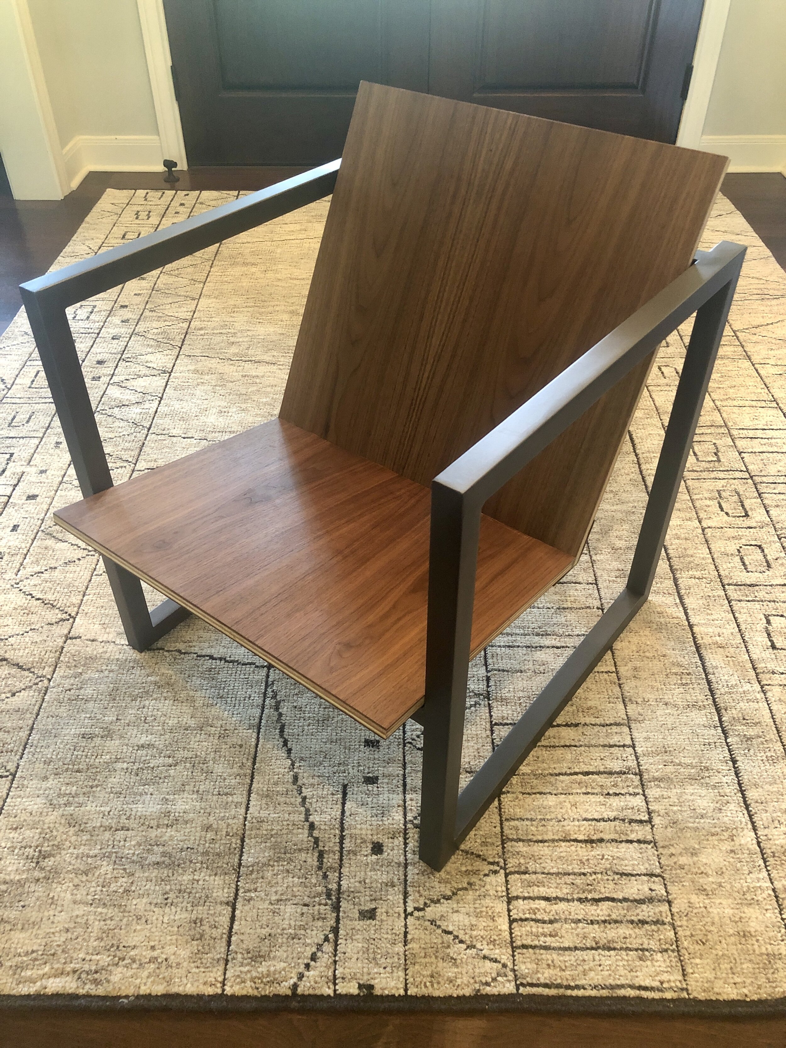 Walnut and steel chair