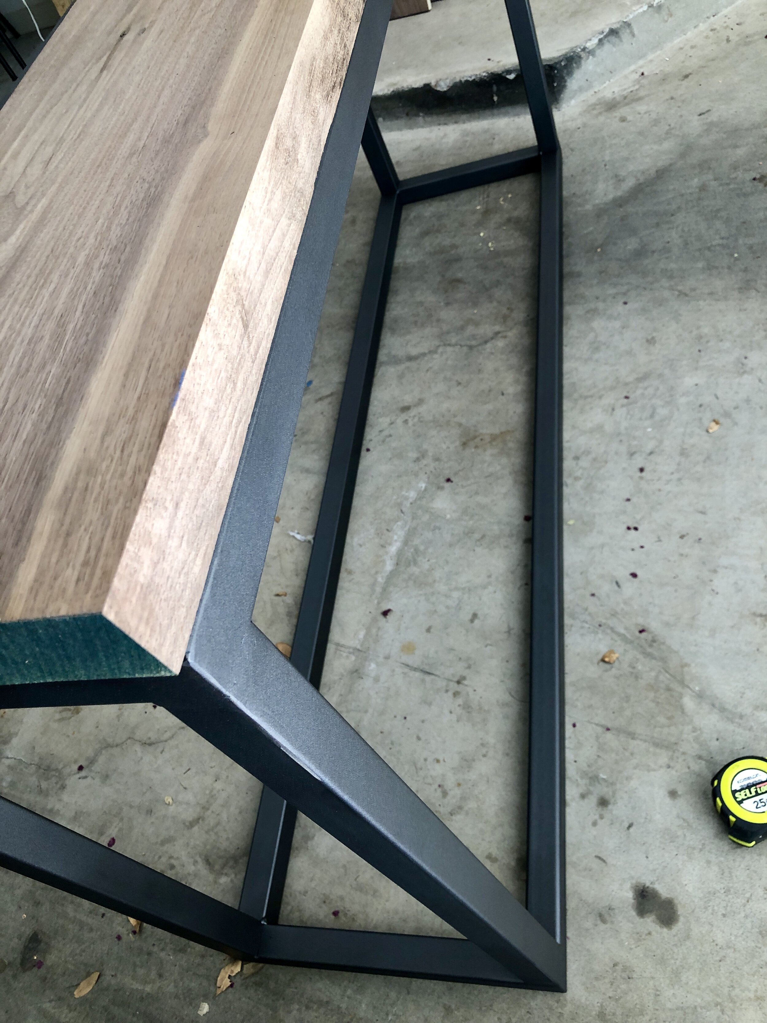 Walnut and steel table