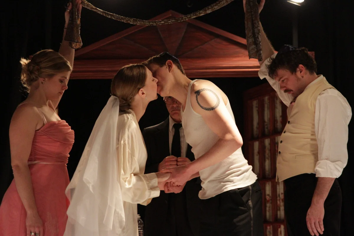 Jillian Vashro, Sydney Andrews de Salinas, Ashton Hyman, and Nick Edwards in Undo at Annex Theatre. Photo by Ian Johnston.