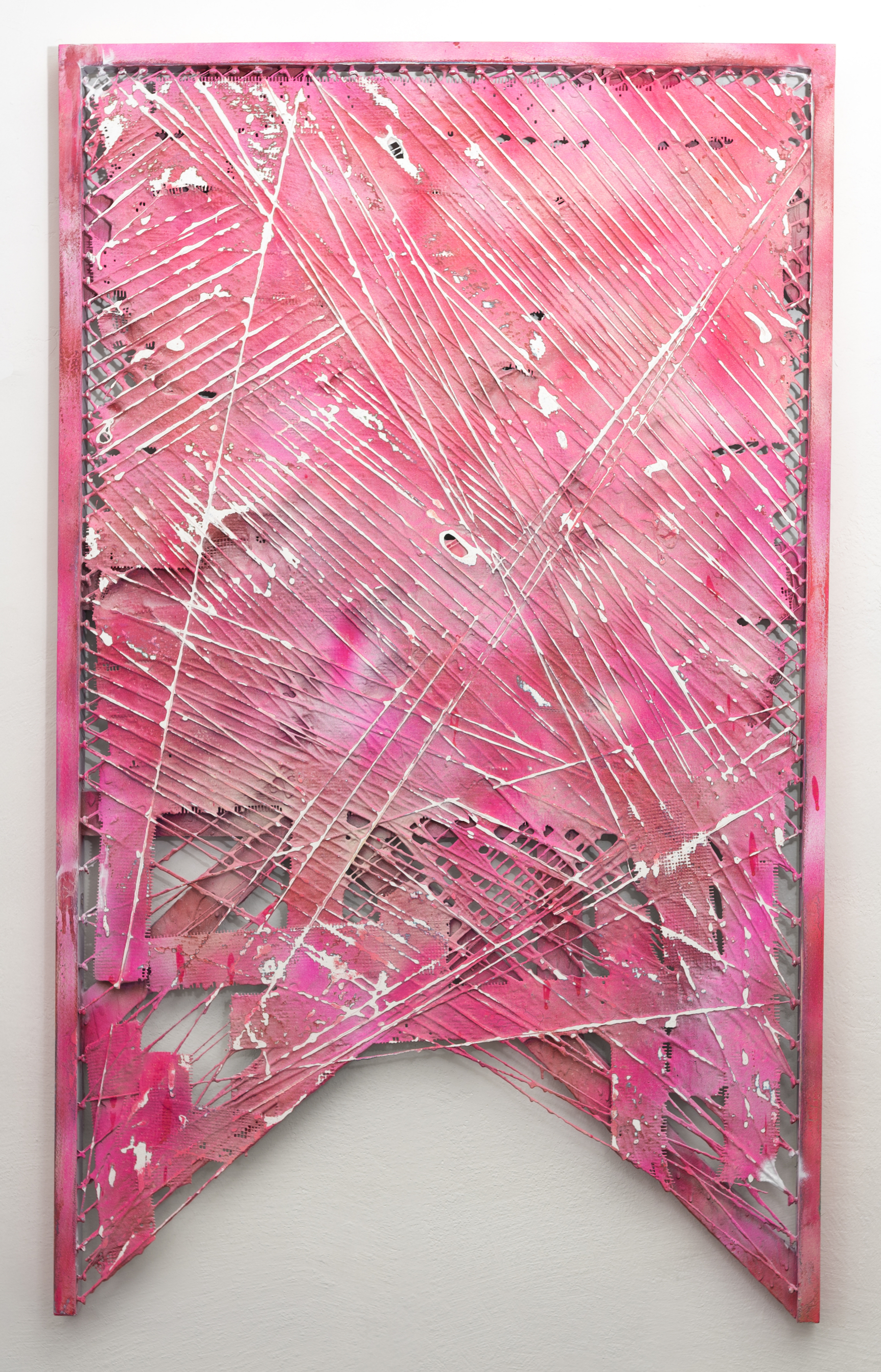 Rinconada 2014 26"w x 42.75"h x 1.5"d acrylic paint, joint compound, string, hardware, mesh tape, wood filler, wood frame