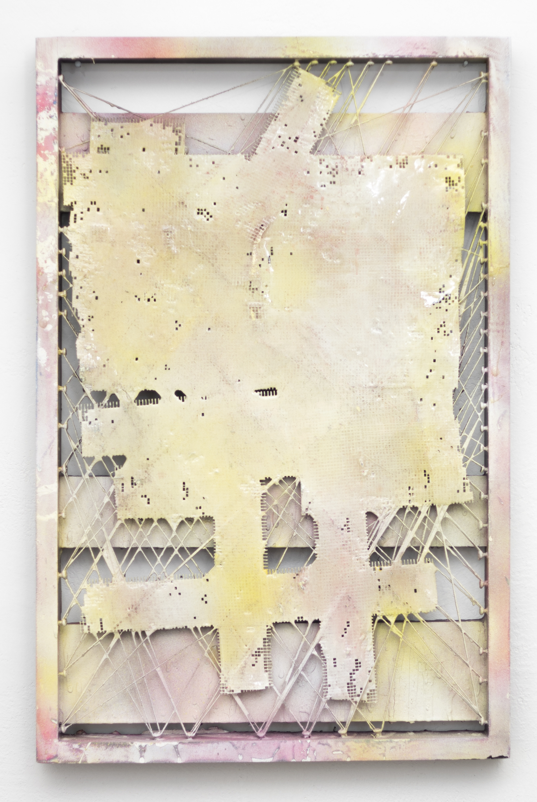Valley Dr. 2014 16.5"w x 25"h x 1.5"d resin, acrylic paint, joint compound, string, hardware, mesh tape, wood filler, wood frame