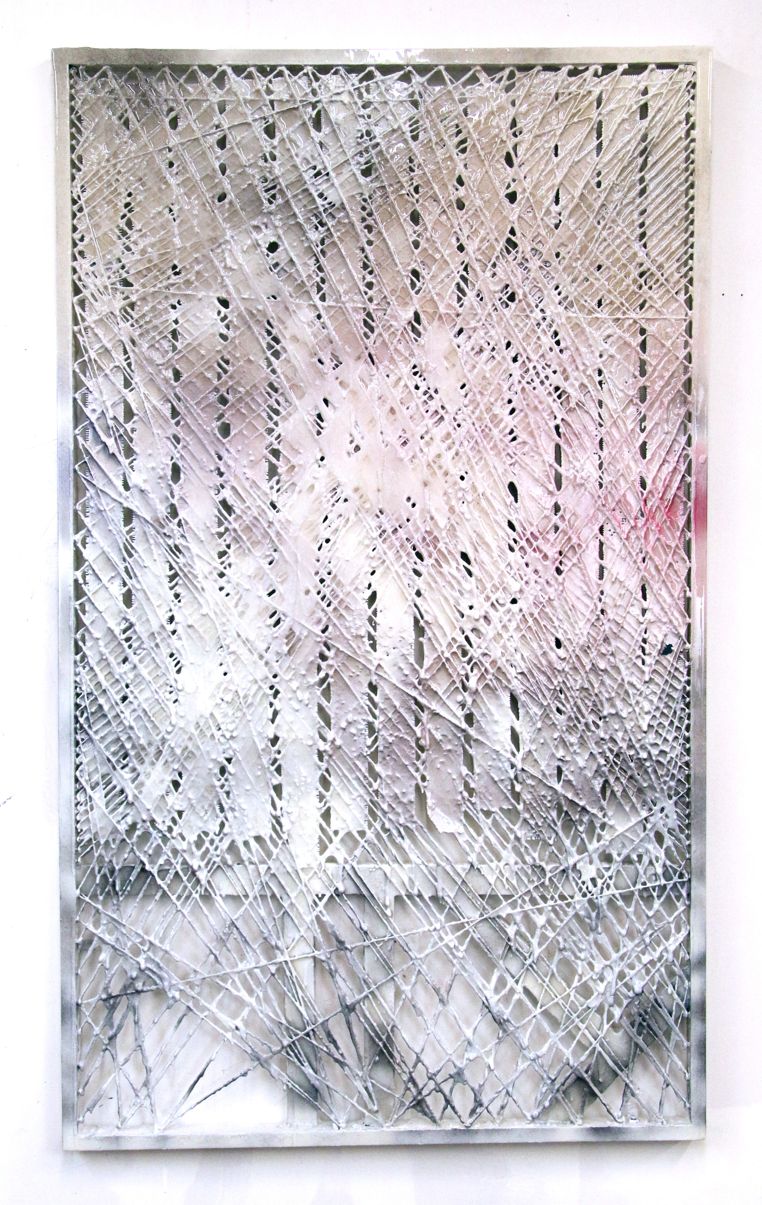 150 Ludlow 2015 34"w x 54"h x 1.5"d resin, acrylic paint, joint compound, string, hardware, mesh tape, wood filler, wood frame