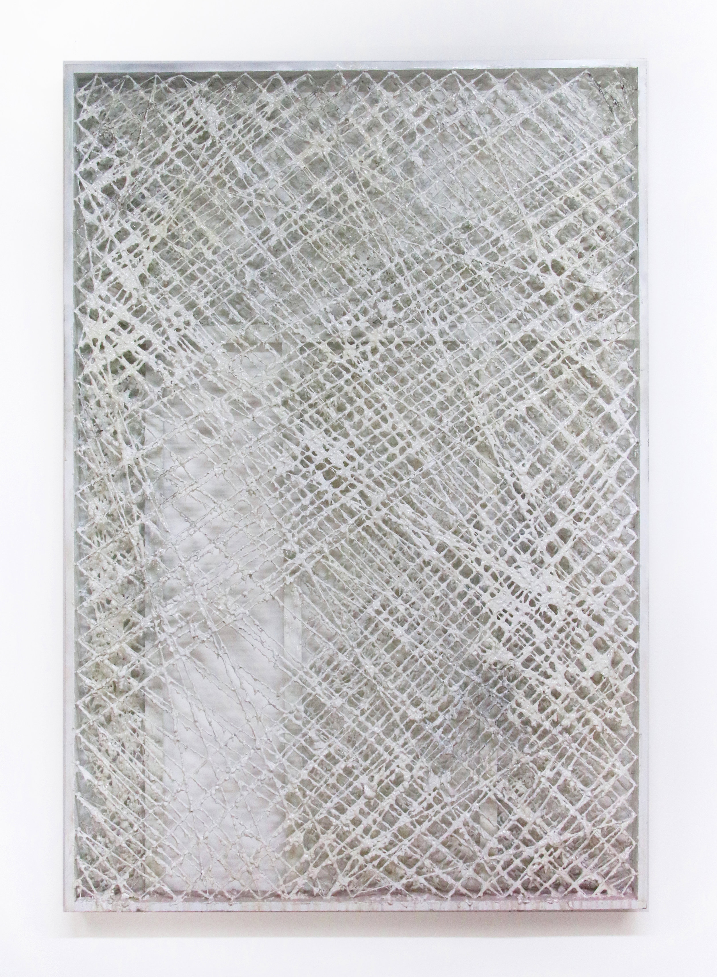 727 Carlsbad Caverns Highway 1/4 2016 49.5"x 2.5"x 72" resin, acrylic paint, joint compound, string, hardware, wood stain, wood frame