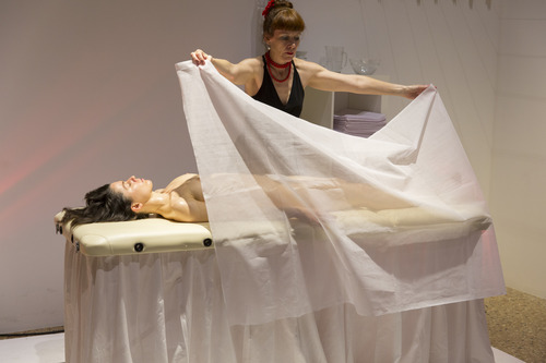 © photo by: Monika Sobczak | Julie Vulcan | I Stand In (2014) Venice International Performance Art Week 2014