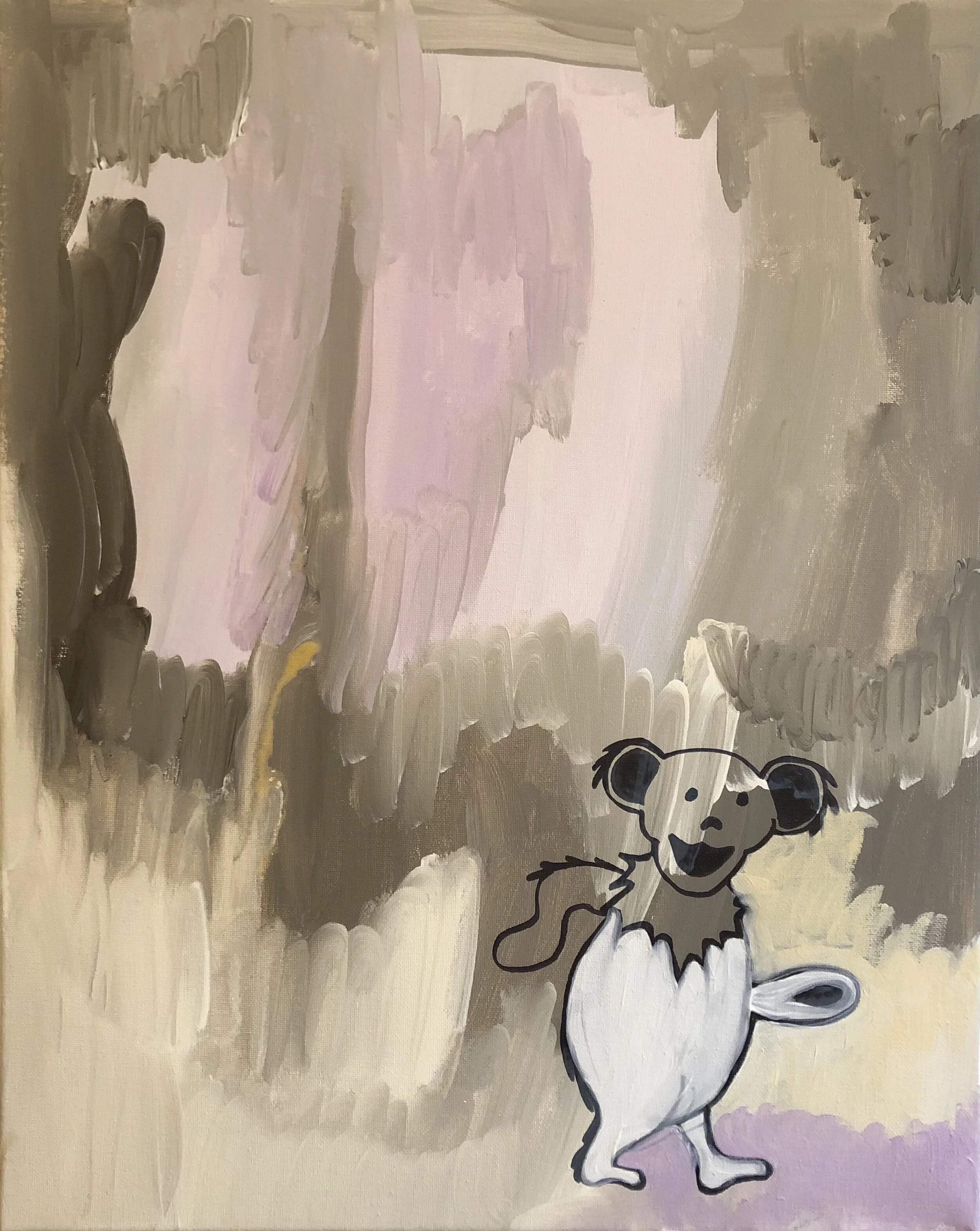 Untitled (Grateful Dead BearsAbstract_II ), 2021, acrylic on canvas, 24” x 36”.