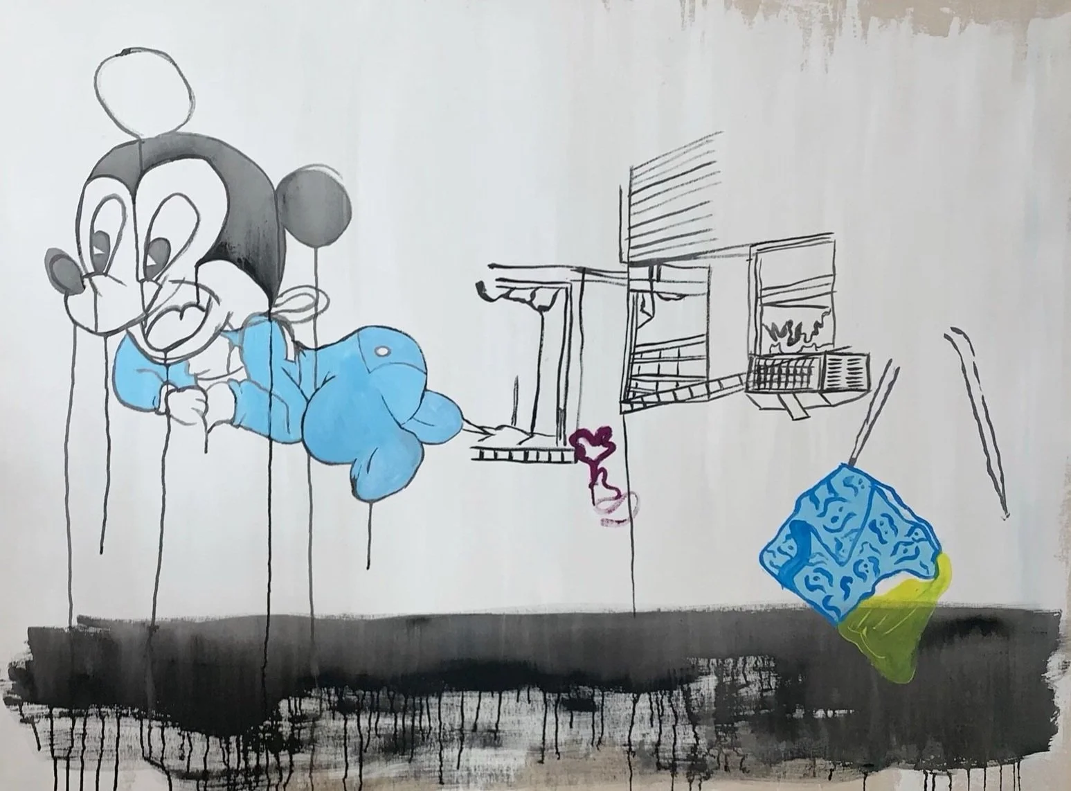 Untitled (Baby Mickey & Friends), 2020, acrylic on canvas, 60”x72”.
