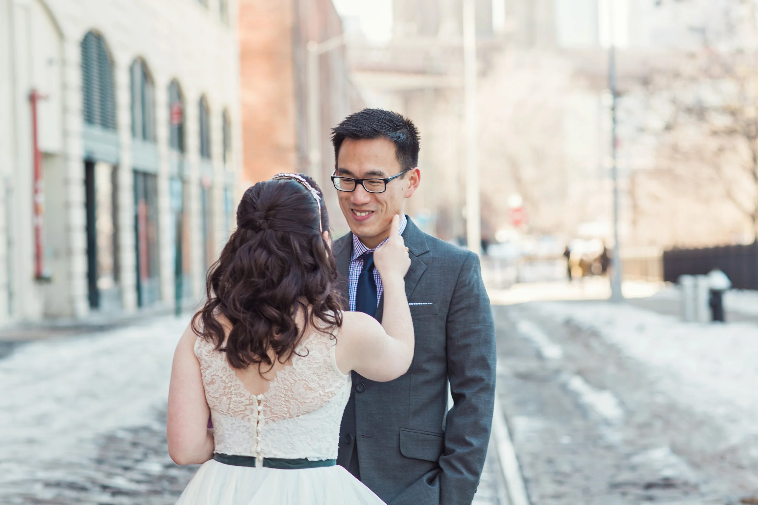 Saturday, February 28 2015 Laura and Steven's wedding The Green Building in Gowanus, Brooklyn, NY. Portraits taken in DUMBO.