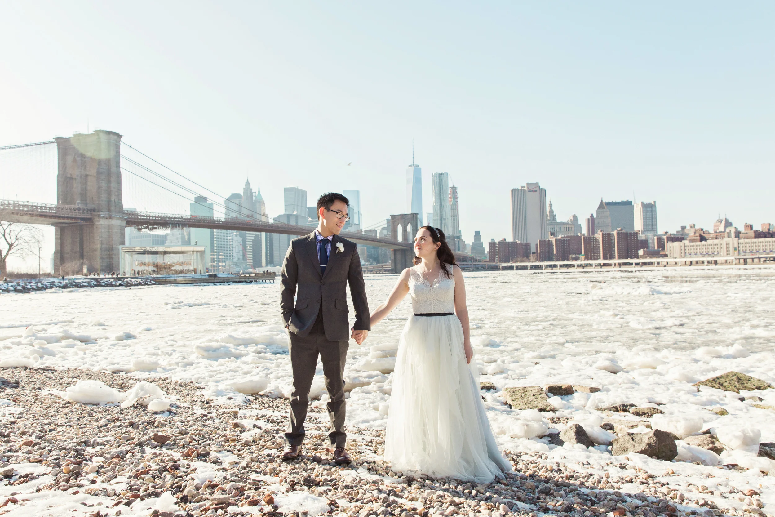 Saturday, February 28 2015 Laura and Steven's wedding The Green Building in Gowanus, Brooklyn, NY. Portraits taken in DUMBO.