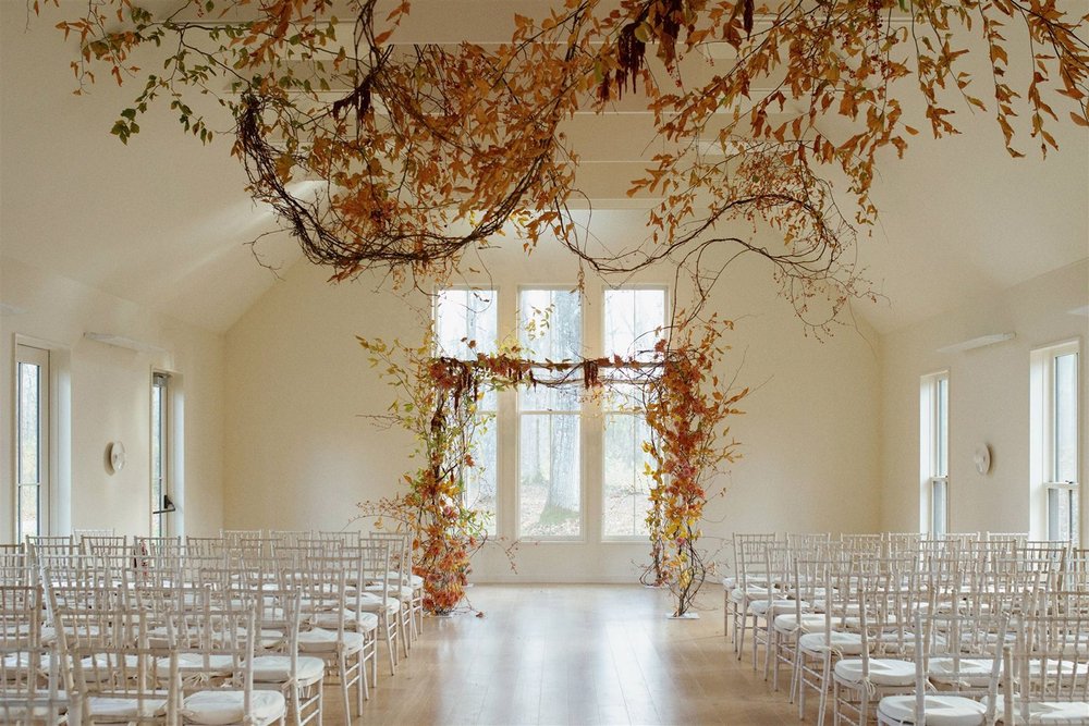 Wedding ceremony in the Tall Barn at Troutbeck