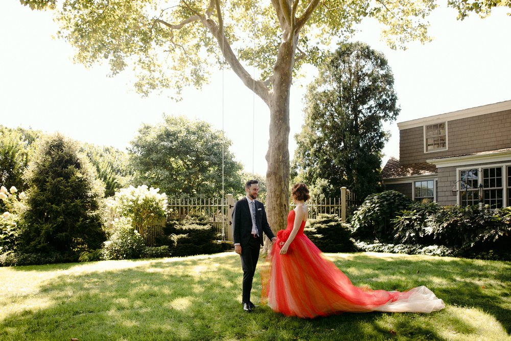Bride in red dress