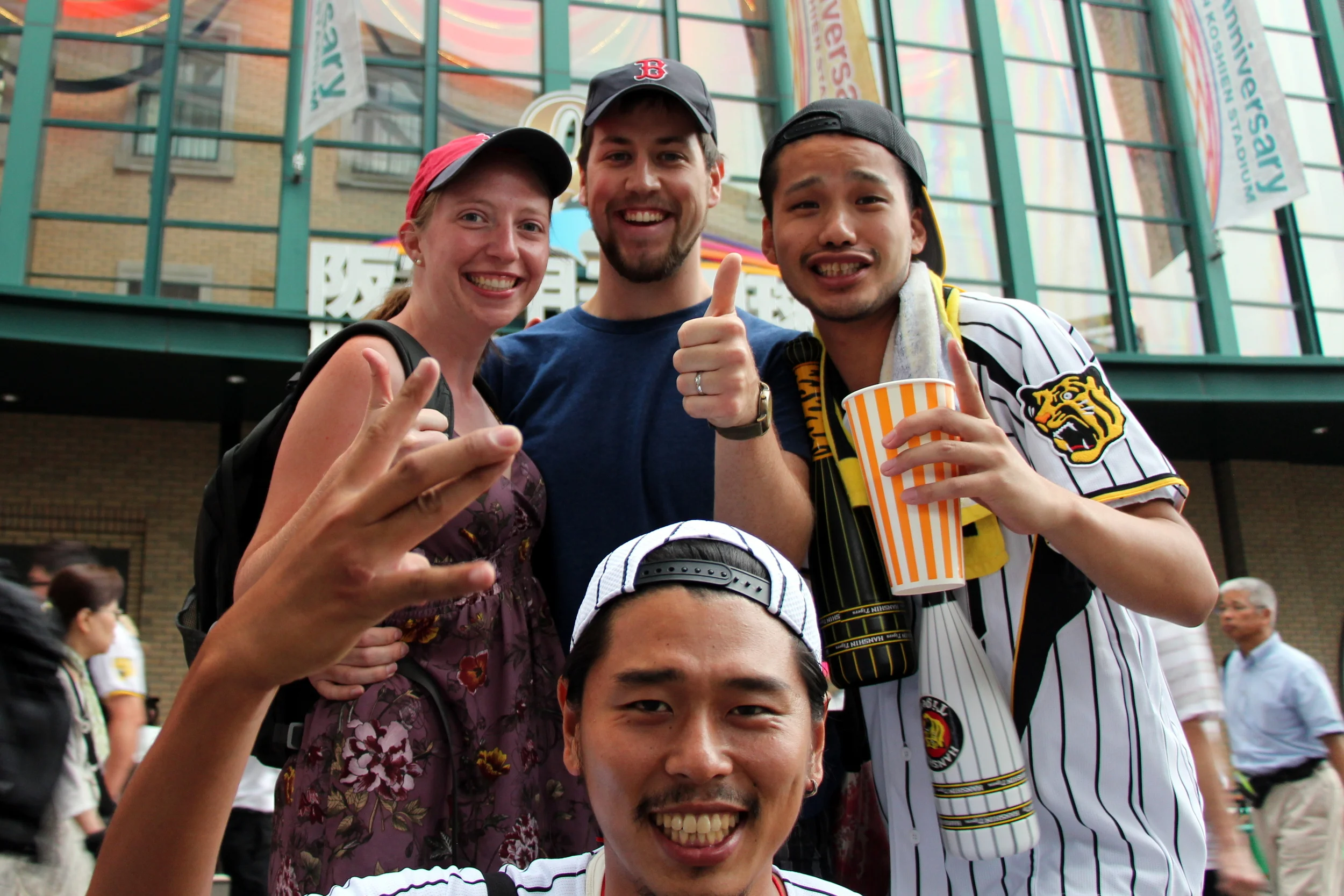 Kelsi and I with random Hanshin Tigers fans who were excited to welcome us to the stadium before the game.