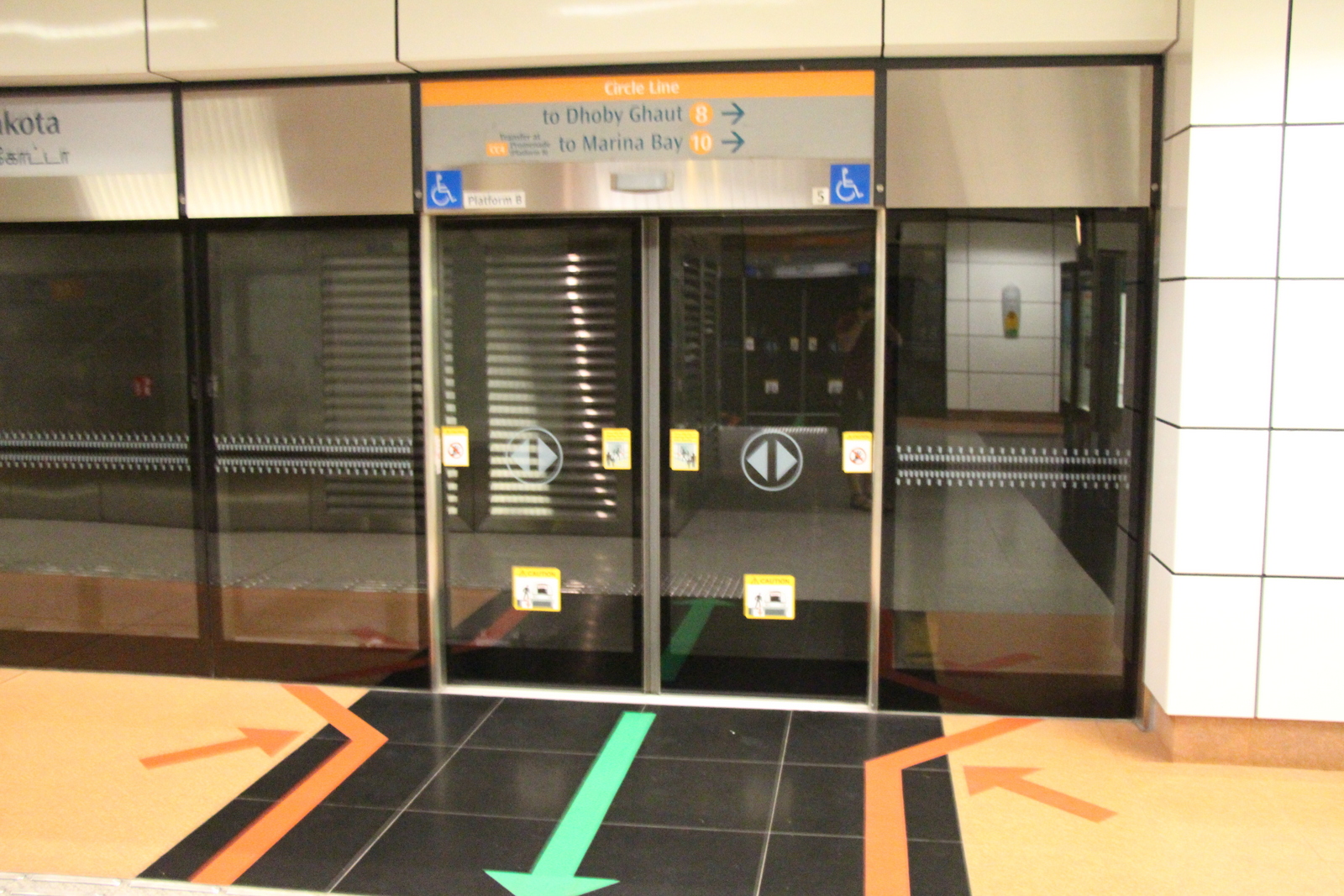 Like almost all systems we have ridden in Asia, Singapore has lines on the ground by the doors to subway cars telling you where to wait for the train and what space to keep open for passengers to disembark.